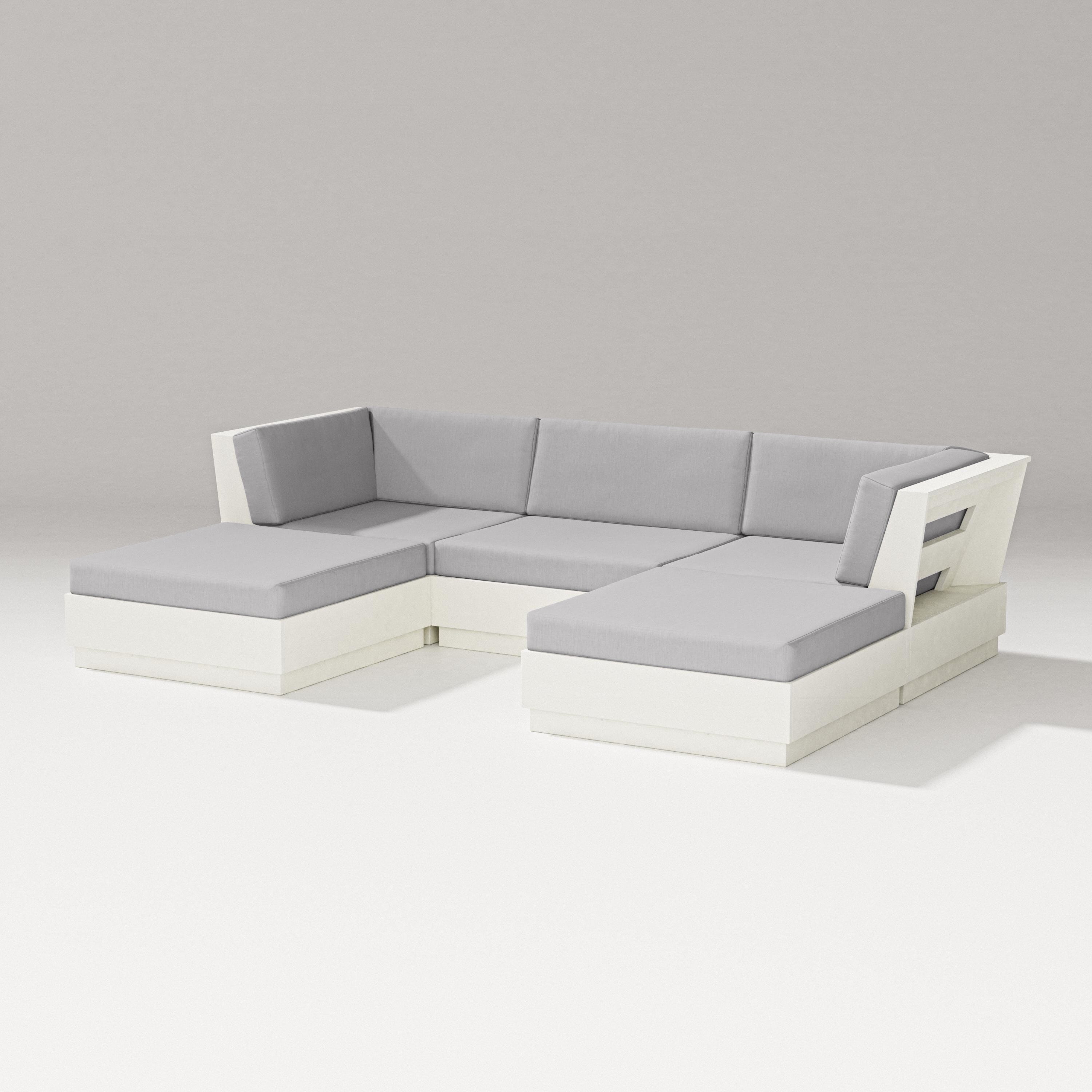 PW Designer Series Elevate Double Chaise Sectional in Vintage White / Granite