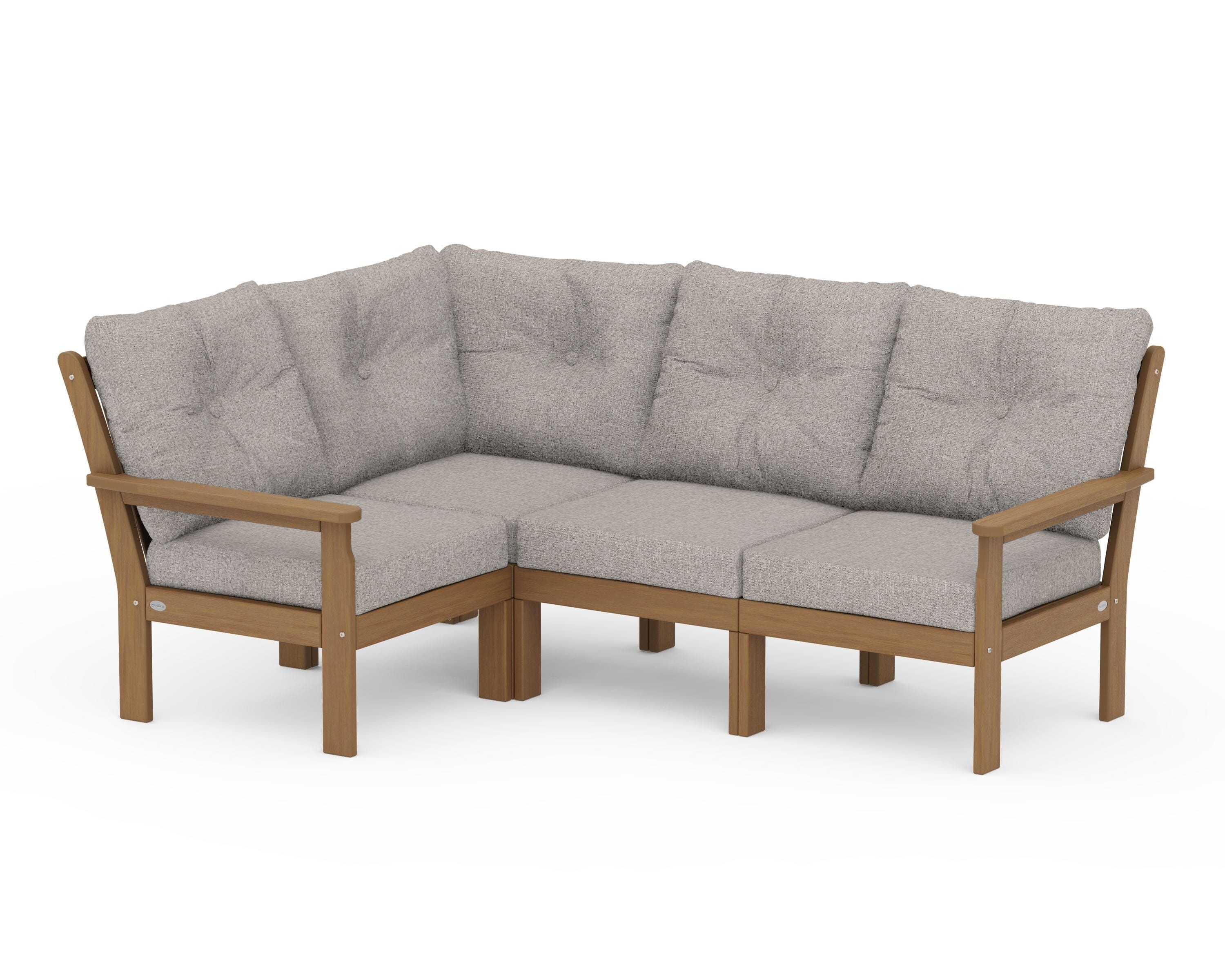 POLYWOOD Vineyard 4-Piece Sectional in Natural / Weathered Tweed