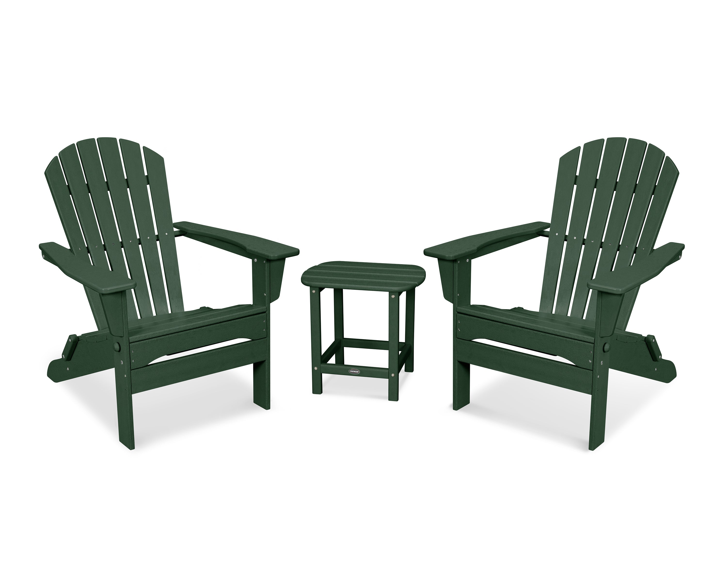 POLYWOOD® South Beach 3-Piece Folding Adirondack Set in Green