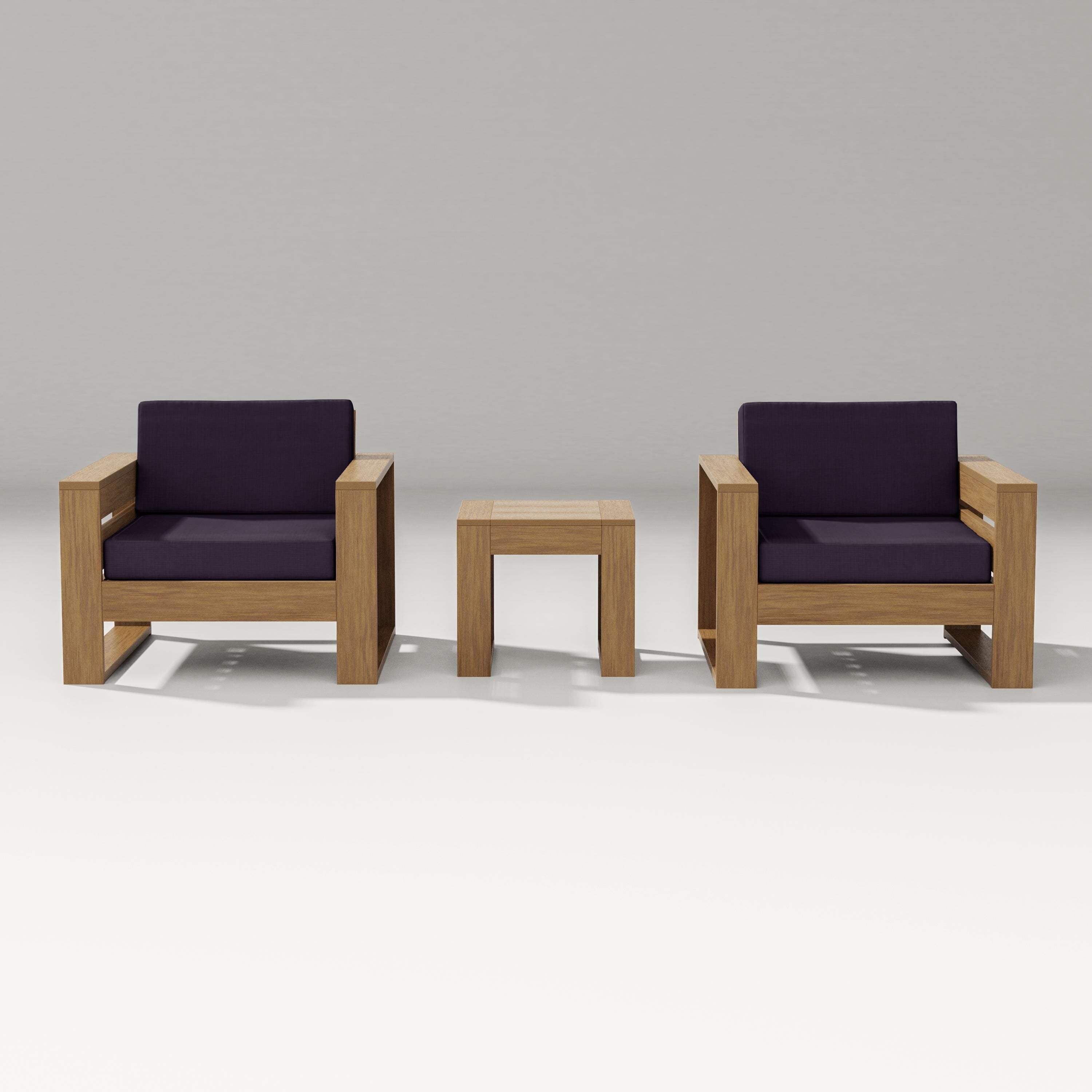 PW Designer Series Latitude 3-Piece Lounge Chair Set in Natural / Navy Linen