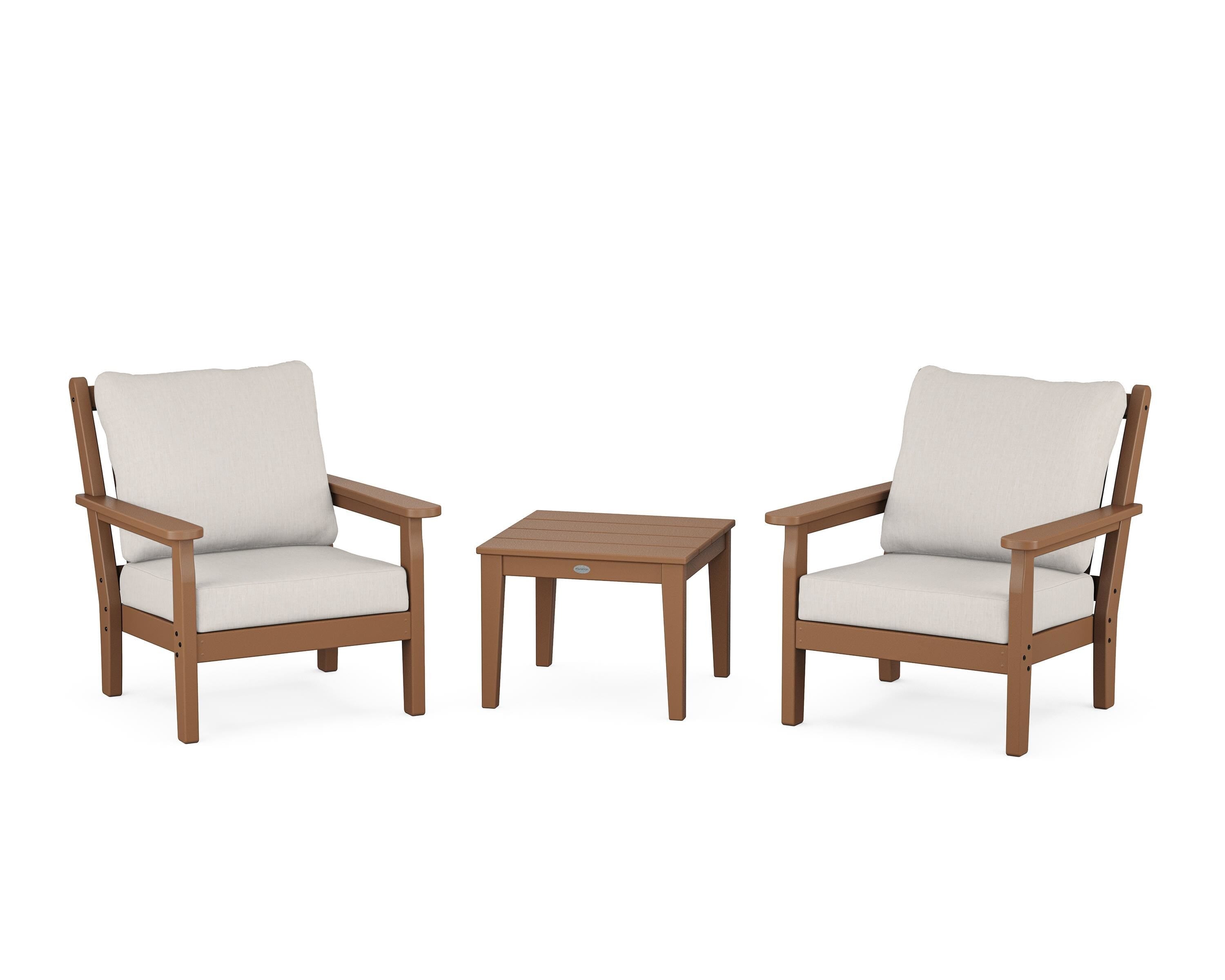 POLYWOOD Chippendale 3-Piece Deep Seating Set in Teak / Cast Ash