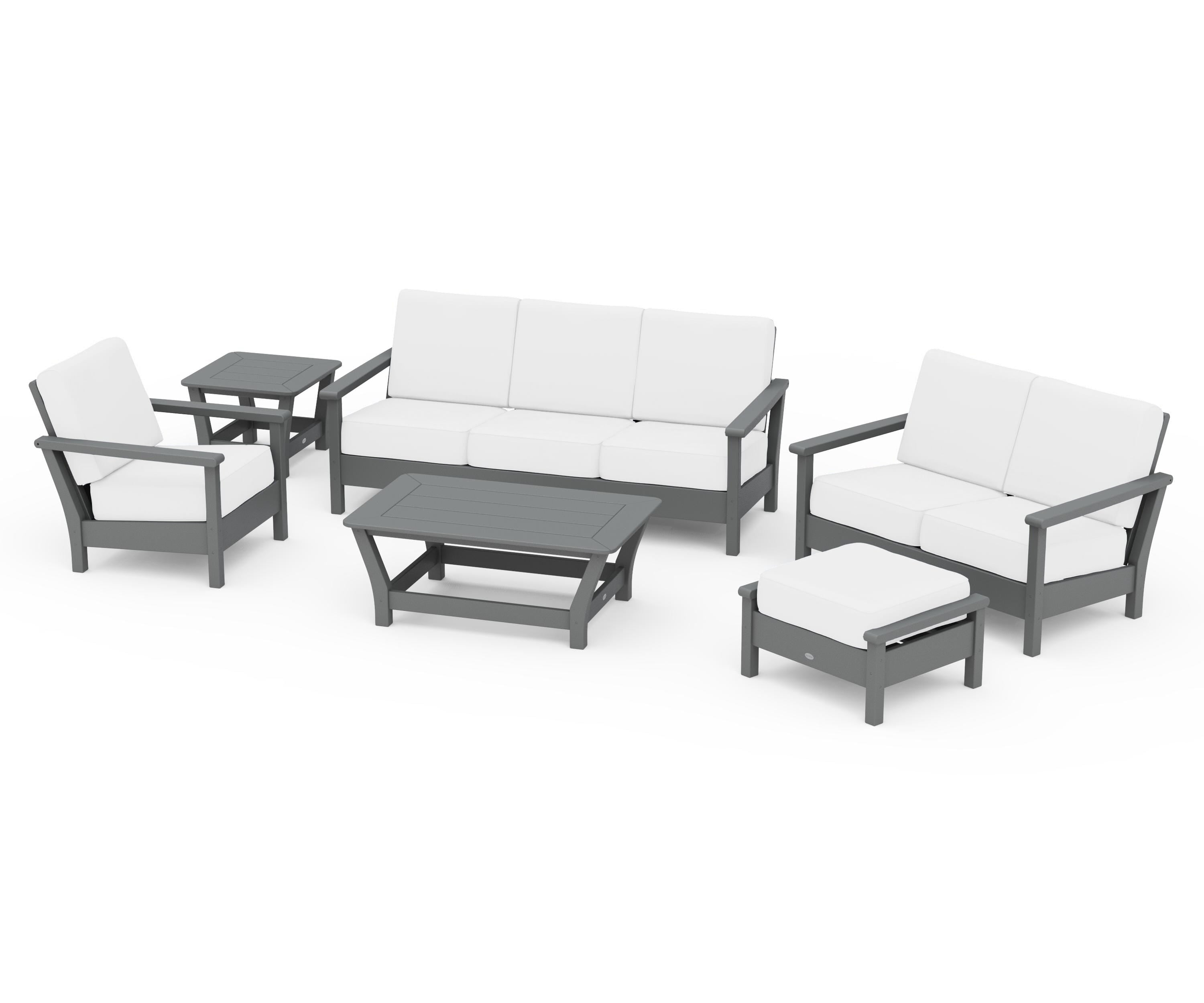 POLYWOOD Harbour 6-Piece Outdoor Living Set in Slate Grey / Natural