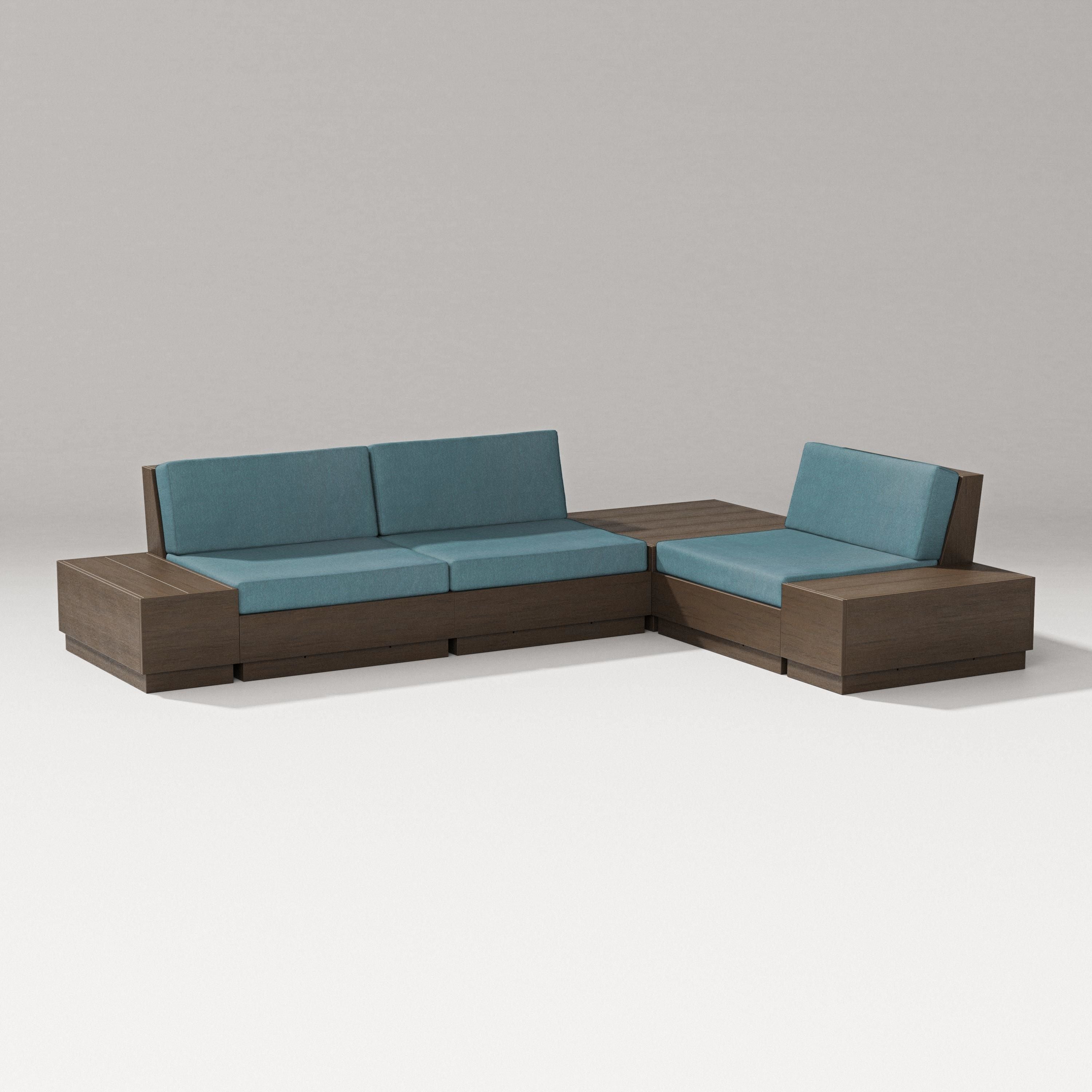PW Designer Series Elevate 6-Piece Corner Sectional in Kona / Ocean Teal