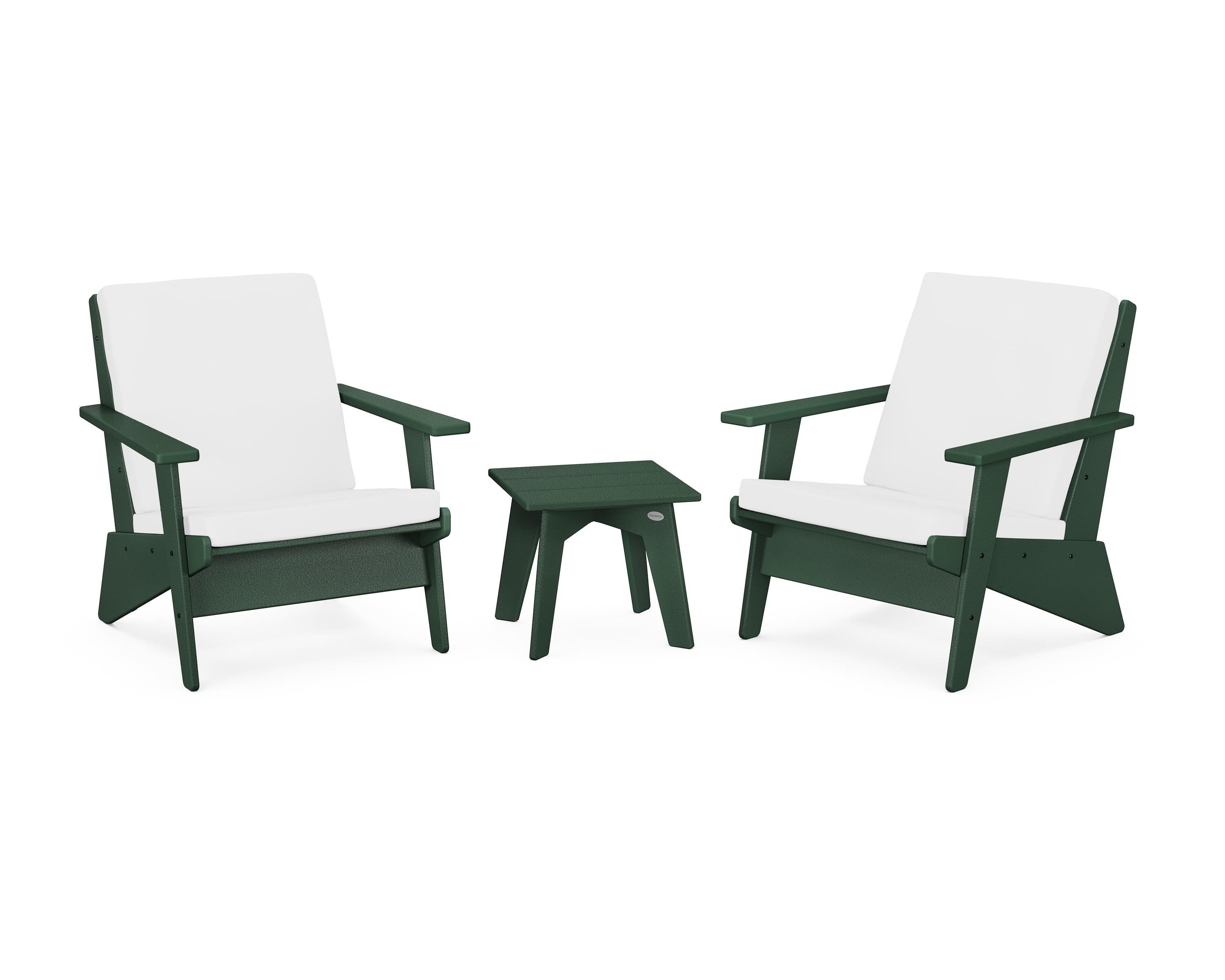 POLYWOOD Riviera Modern Lounge 3-Piece Set in Green / Natural