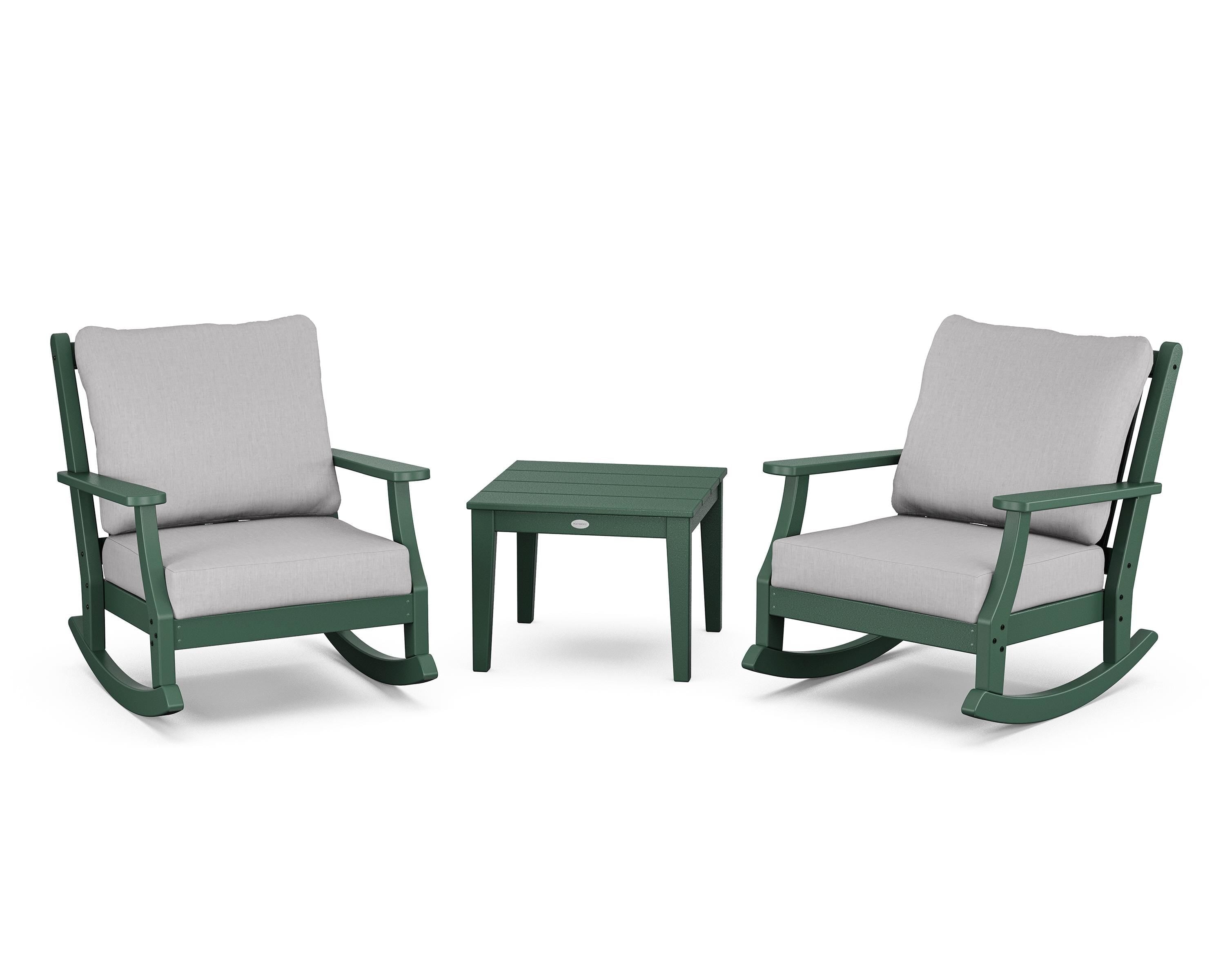 Country Living Wovendale 3-Piece Deep Seating Rocker Set in Green / Granite