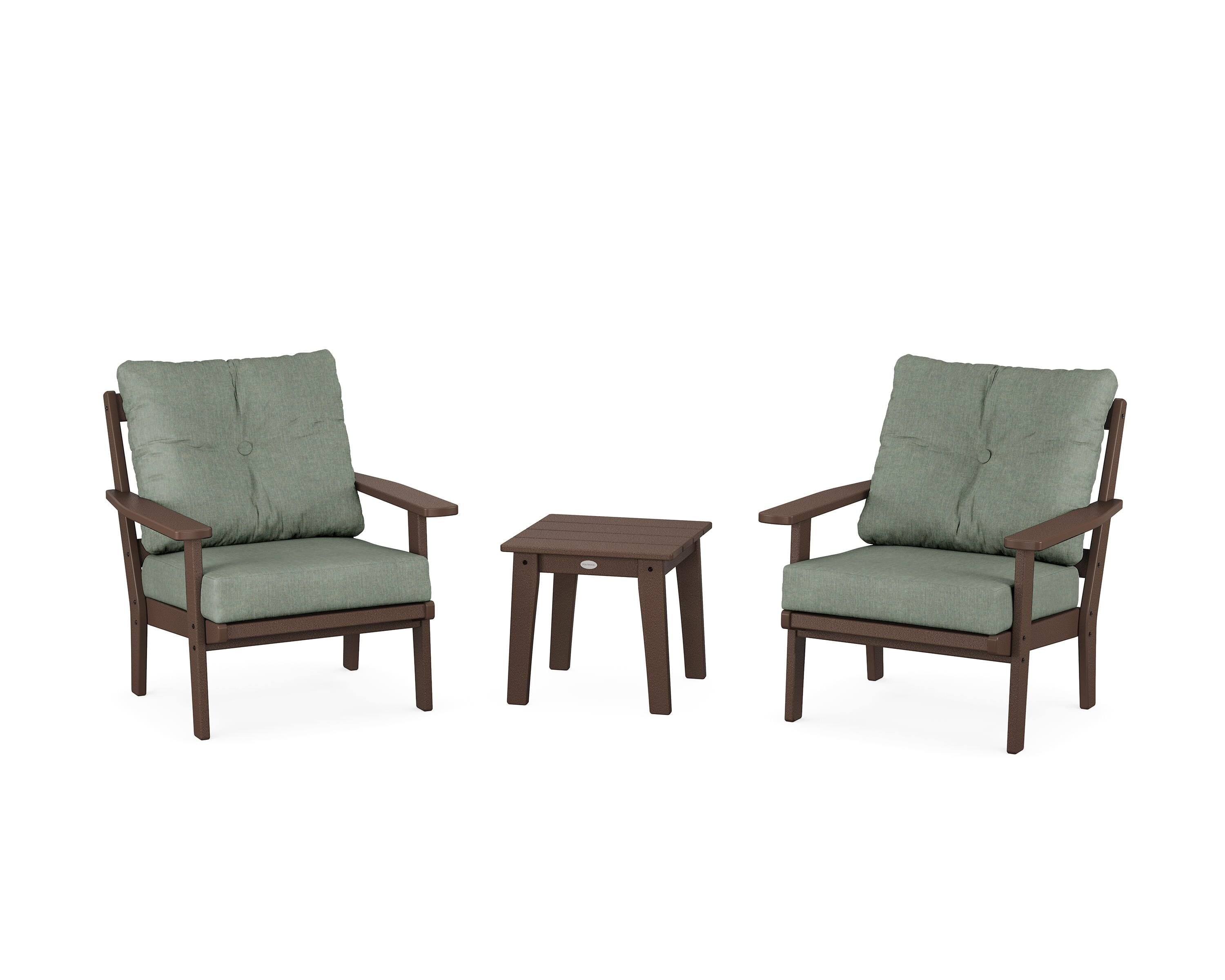 POLYWOOD Prairie 3-Piece Deep Seating Set in Mahogany / Cast Sage