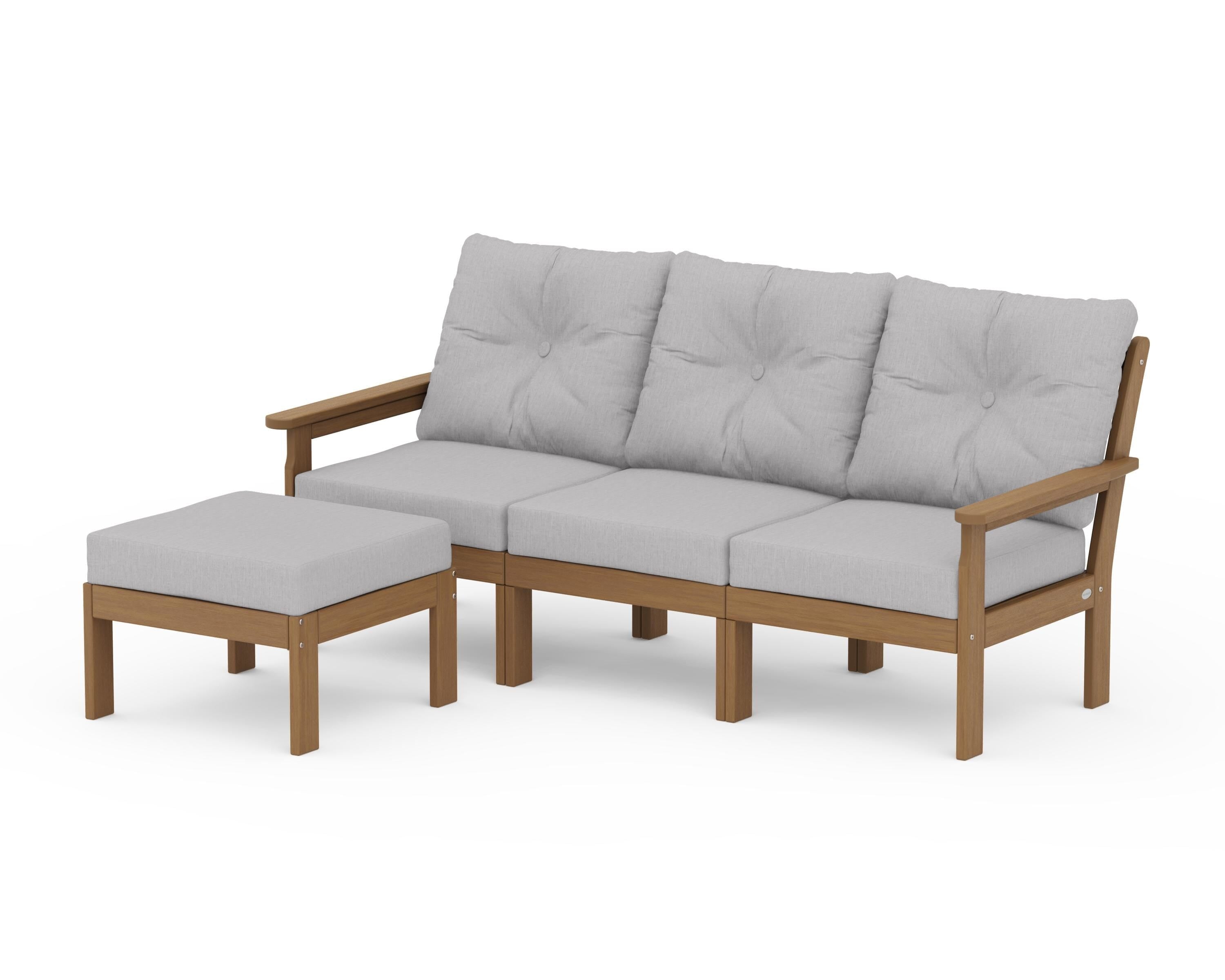 POLYWOOD Vineyard 4-Piece Sectional with Ottoman in Natural / Granite