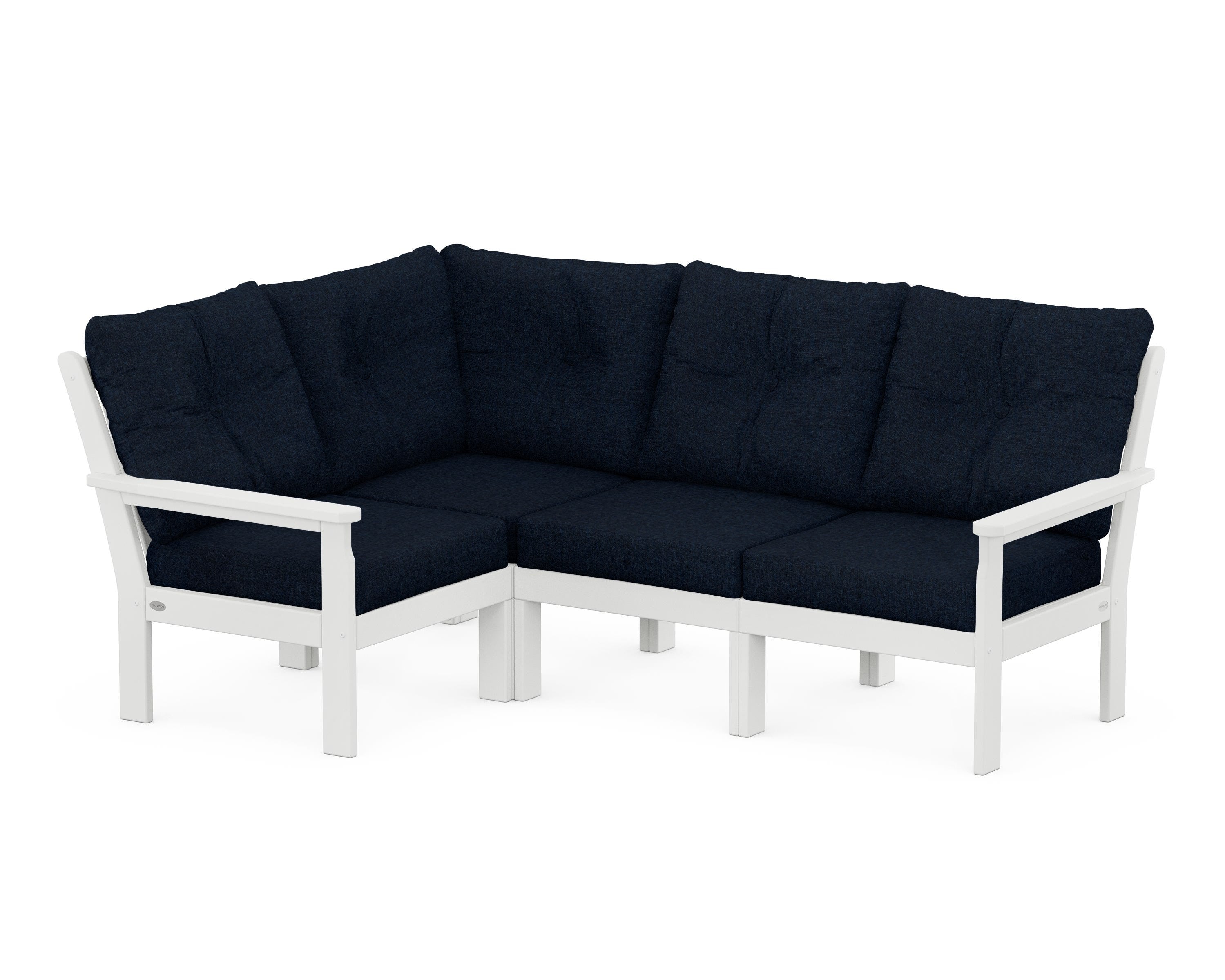 POLYWOOD Vineyard 4-Piece Sectional in White / Marine Indigo