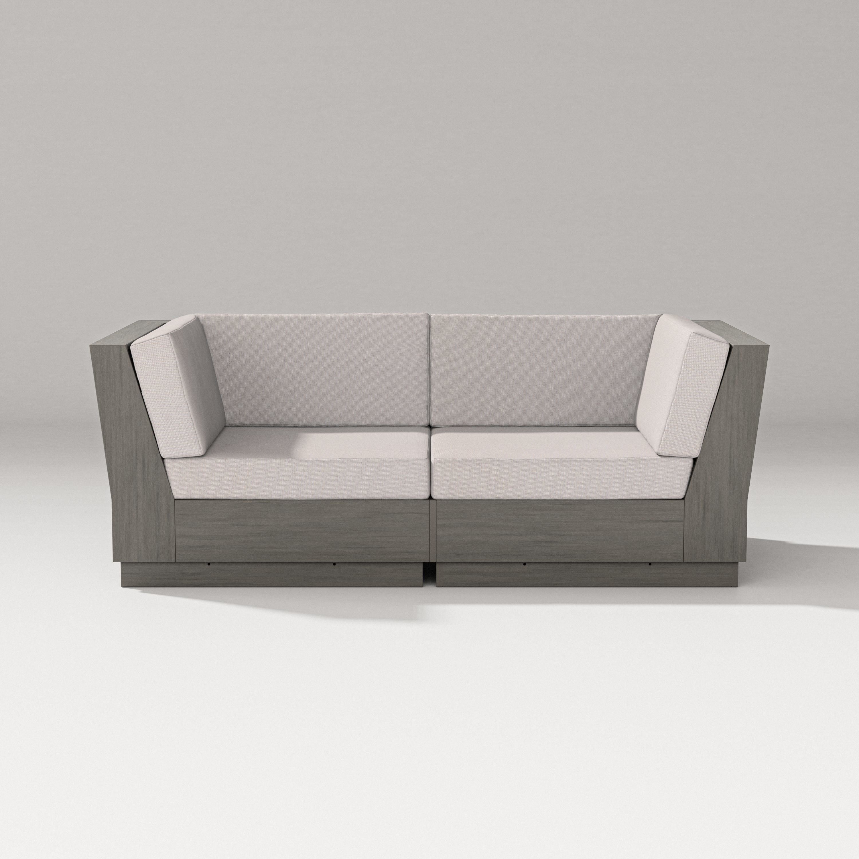 PW Designer Series Elevate Loveseat Sectional in Driftwood / Dune Burlap