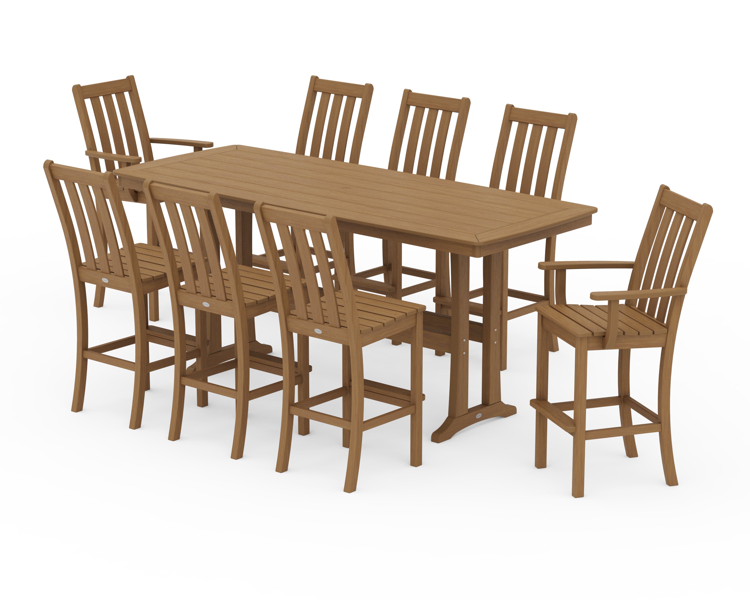 POLYWOOD Vineyard 9-Piece Bar Set with Trestle Legs in Natural
