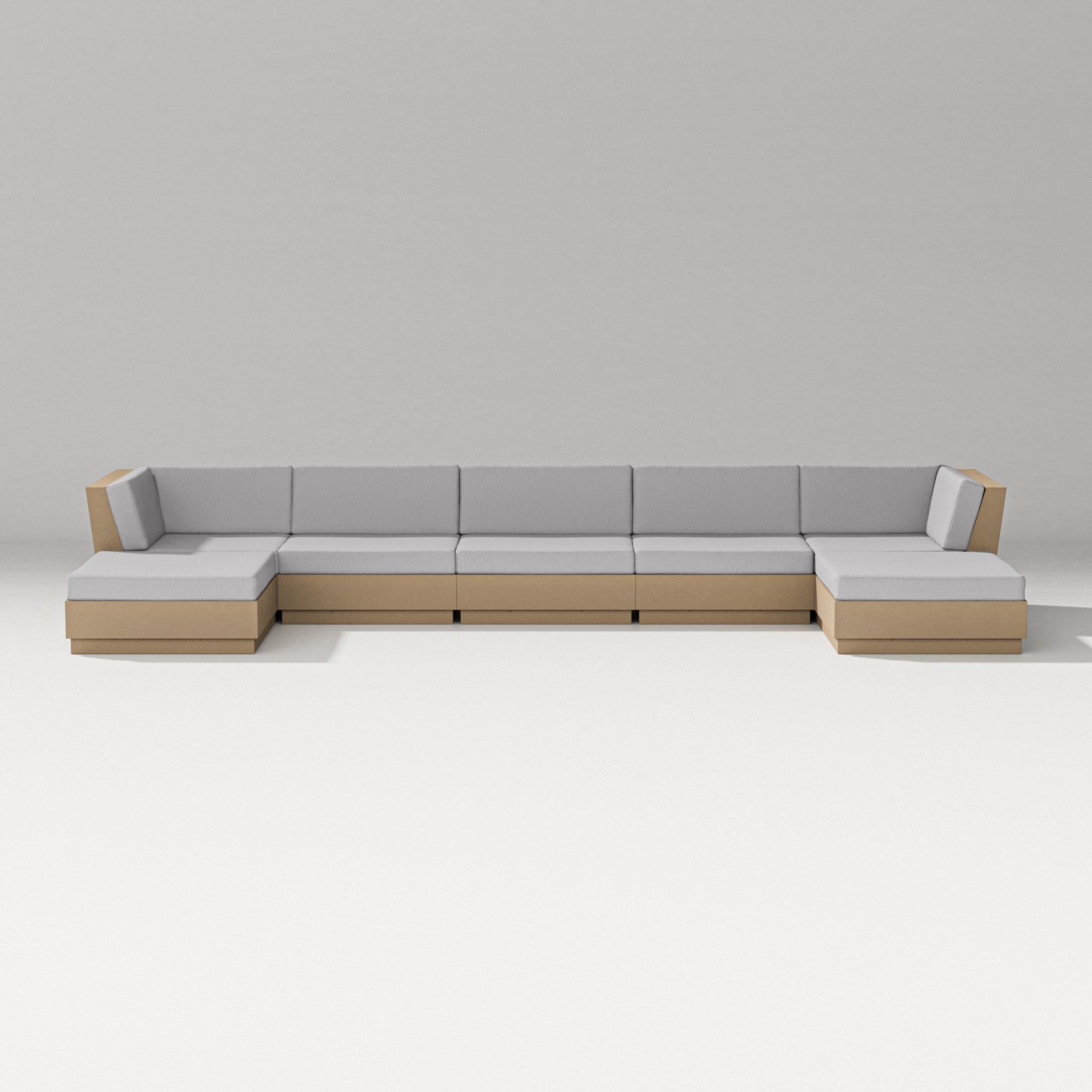 PW Designer Series Elevate 7-Piece Double Chaise Sectional in Vintage Sahara / Granite