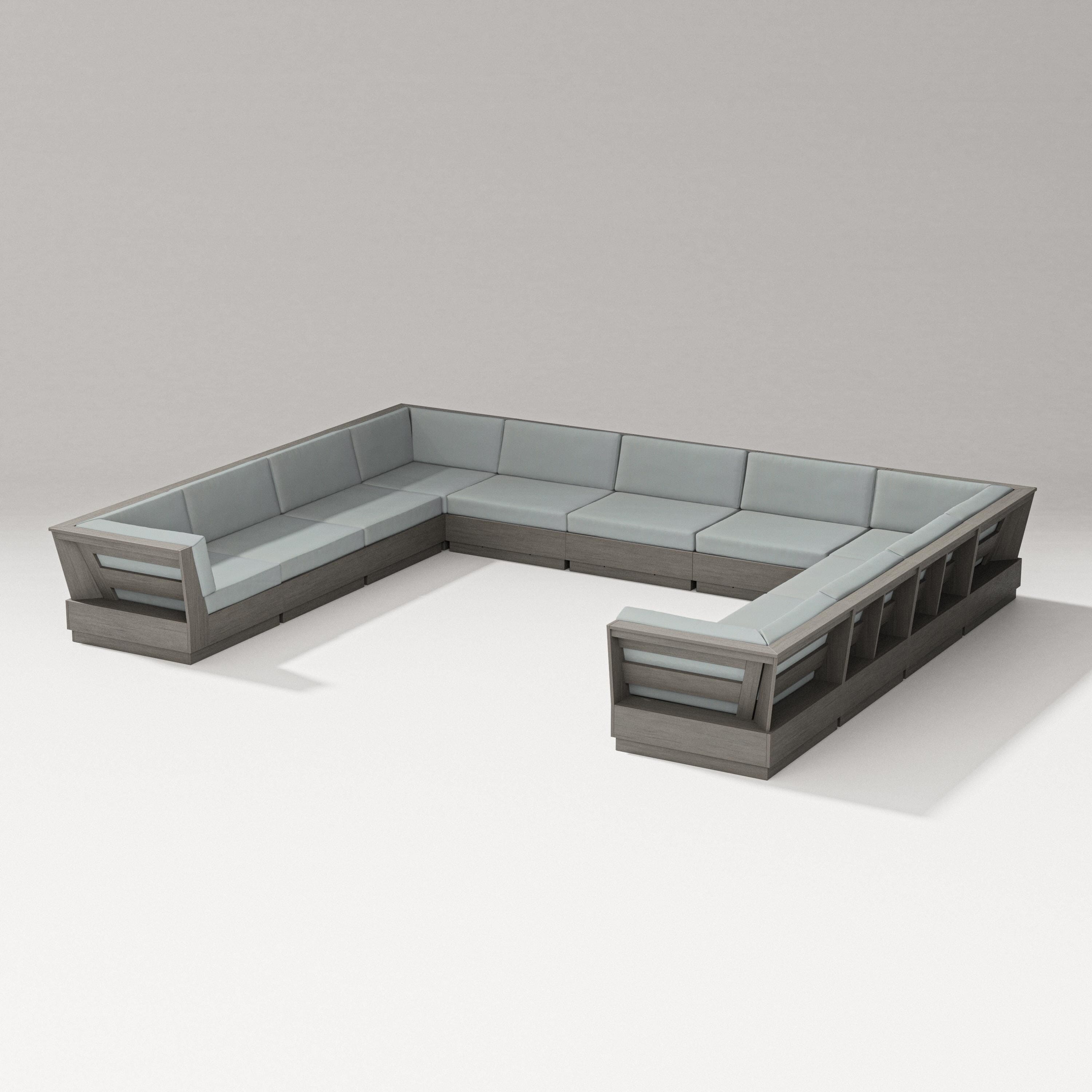 PW Designer Series Elevate Large U-Shaped Sectional in Driftwood / Spa