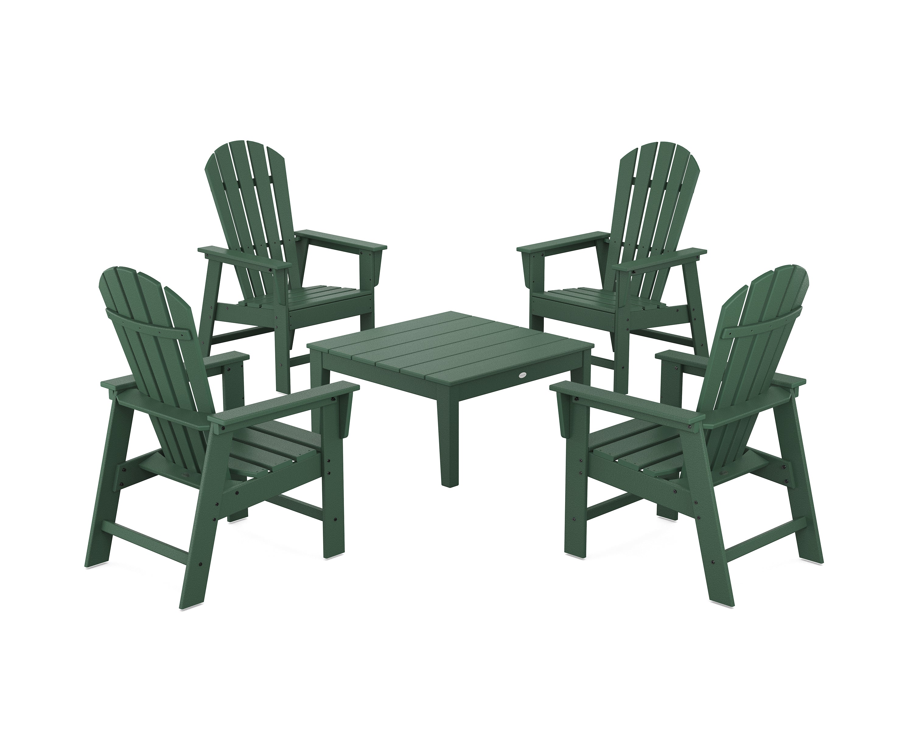 POLYWOOD® 5-Piece South Beach Casual Chair Conversation Set with 36" Conversation Table in Green