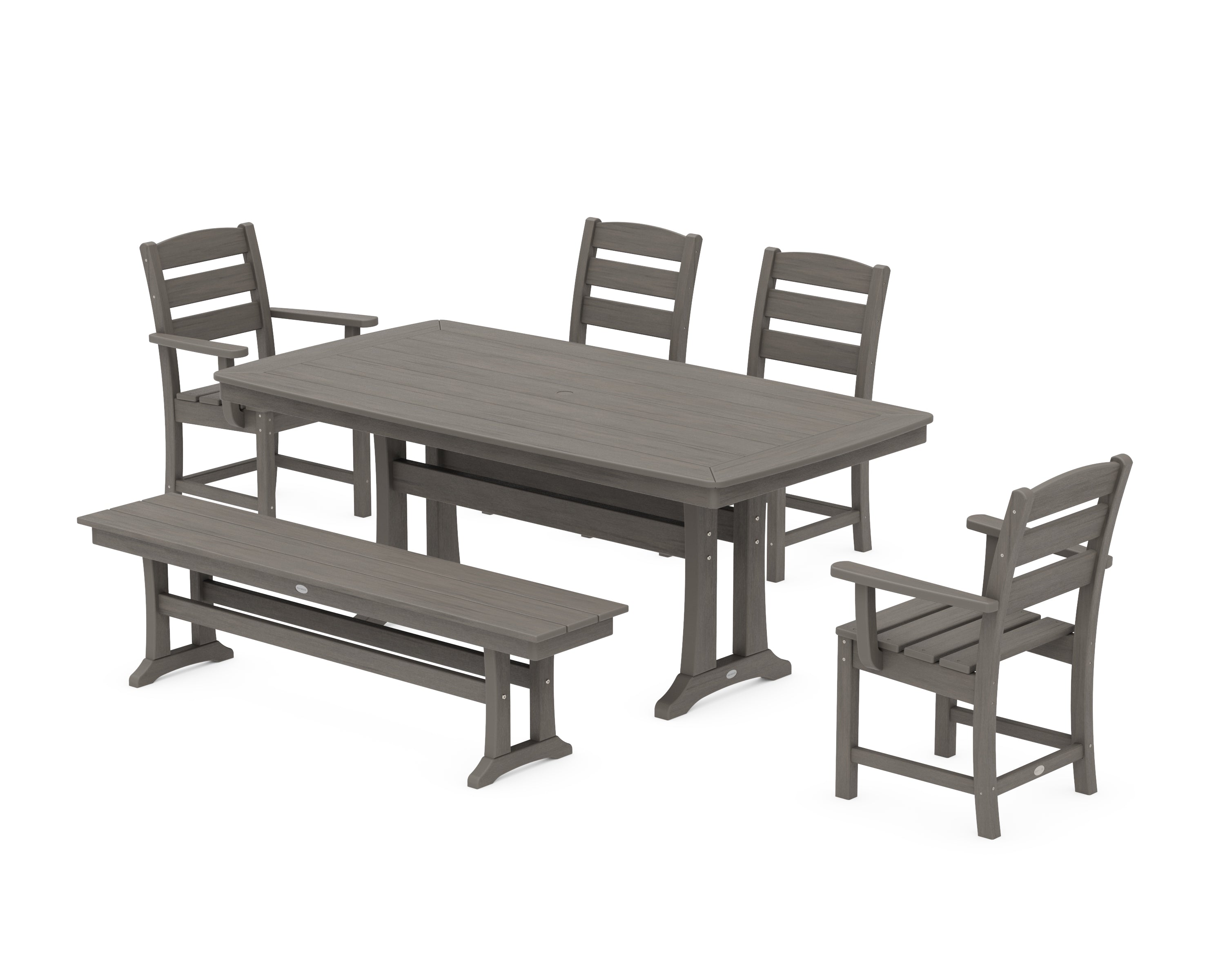 POLYWOOD Lakeside 6-Piece Dining Set with Trestle Legs in Driftwood