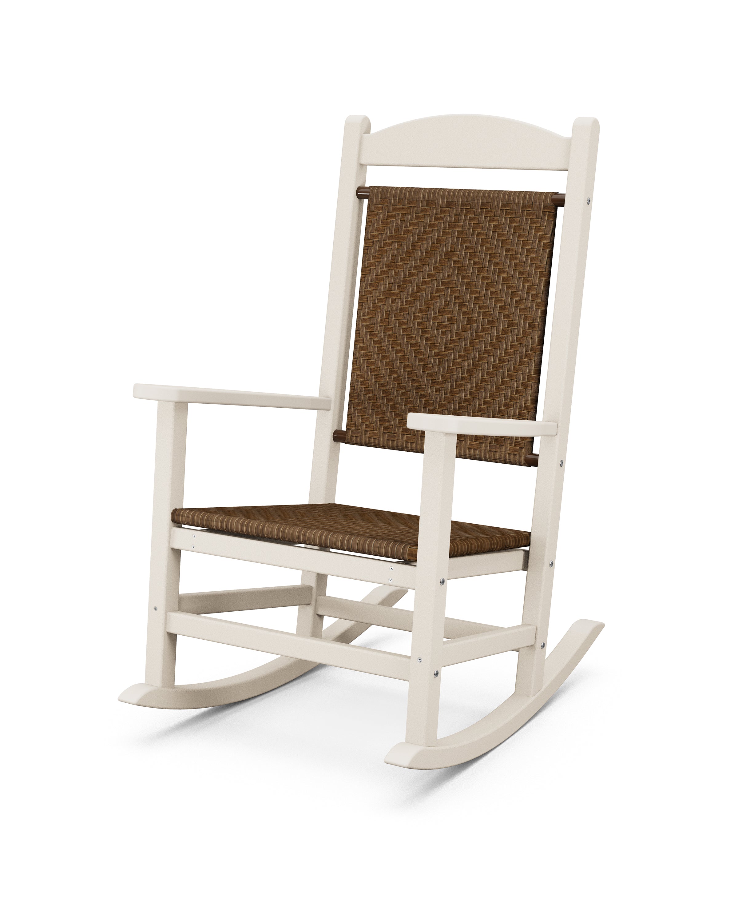 POLYWOOD® Presidential Woven Rocking Chair in Sand / Tigerwood