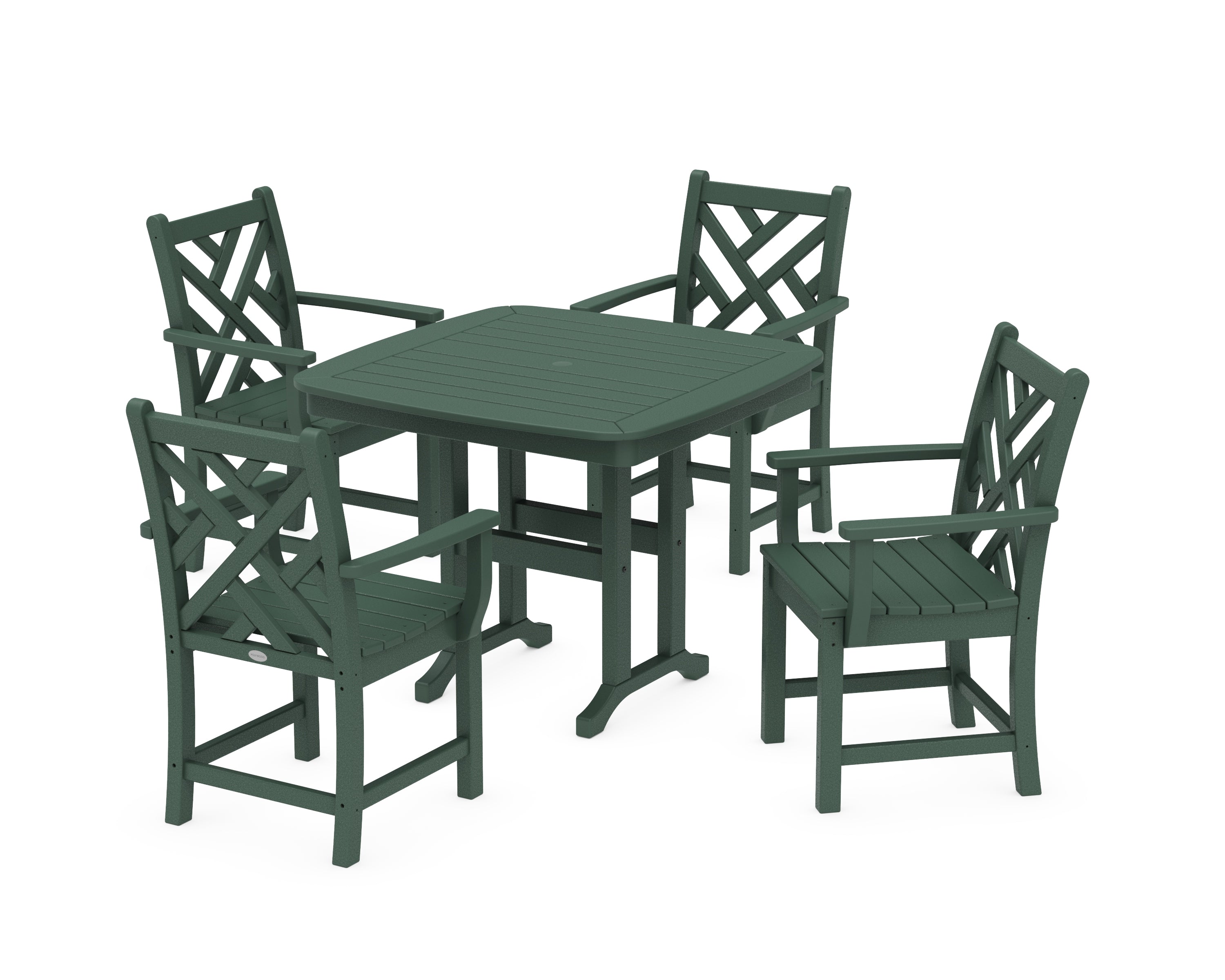 POLYWOOD Chippendale 5-Piece Dining Set in Green
