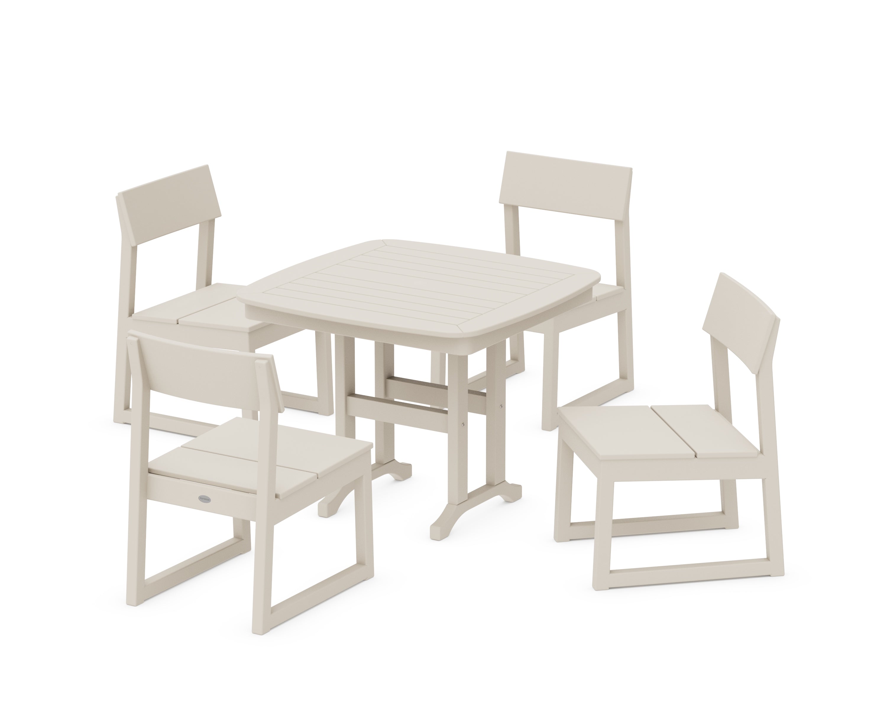 POLYWOOD EDGE Side Chair 5-Piece Dining Set in Sand