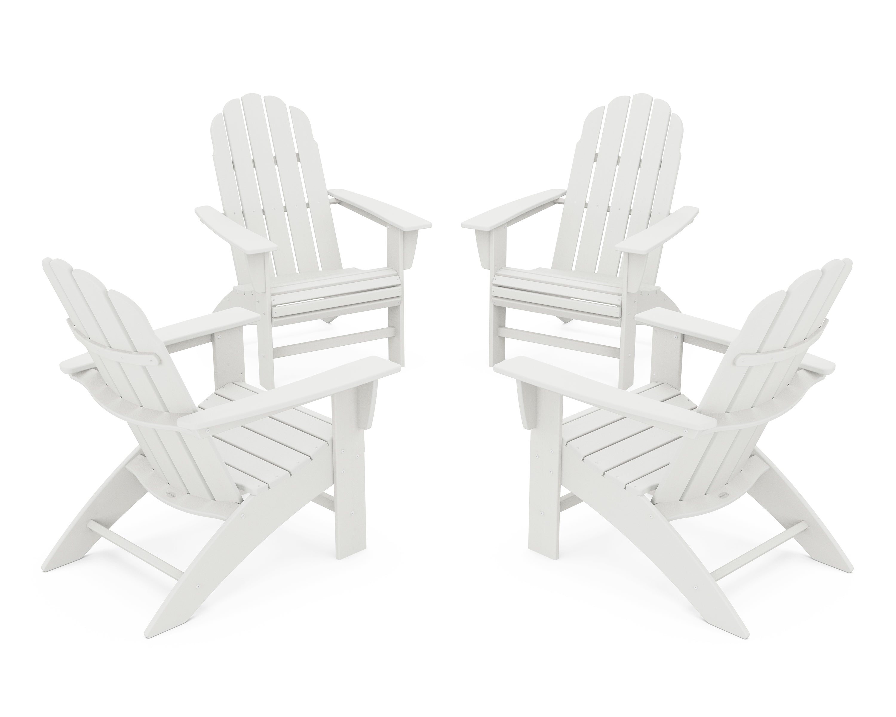 POLYWOOD® 4-Piece Vineyard Curveback Adirondack Chair Conversation Set in Vintage White