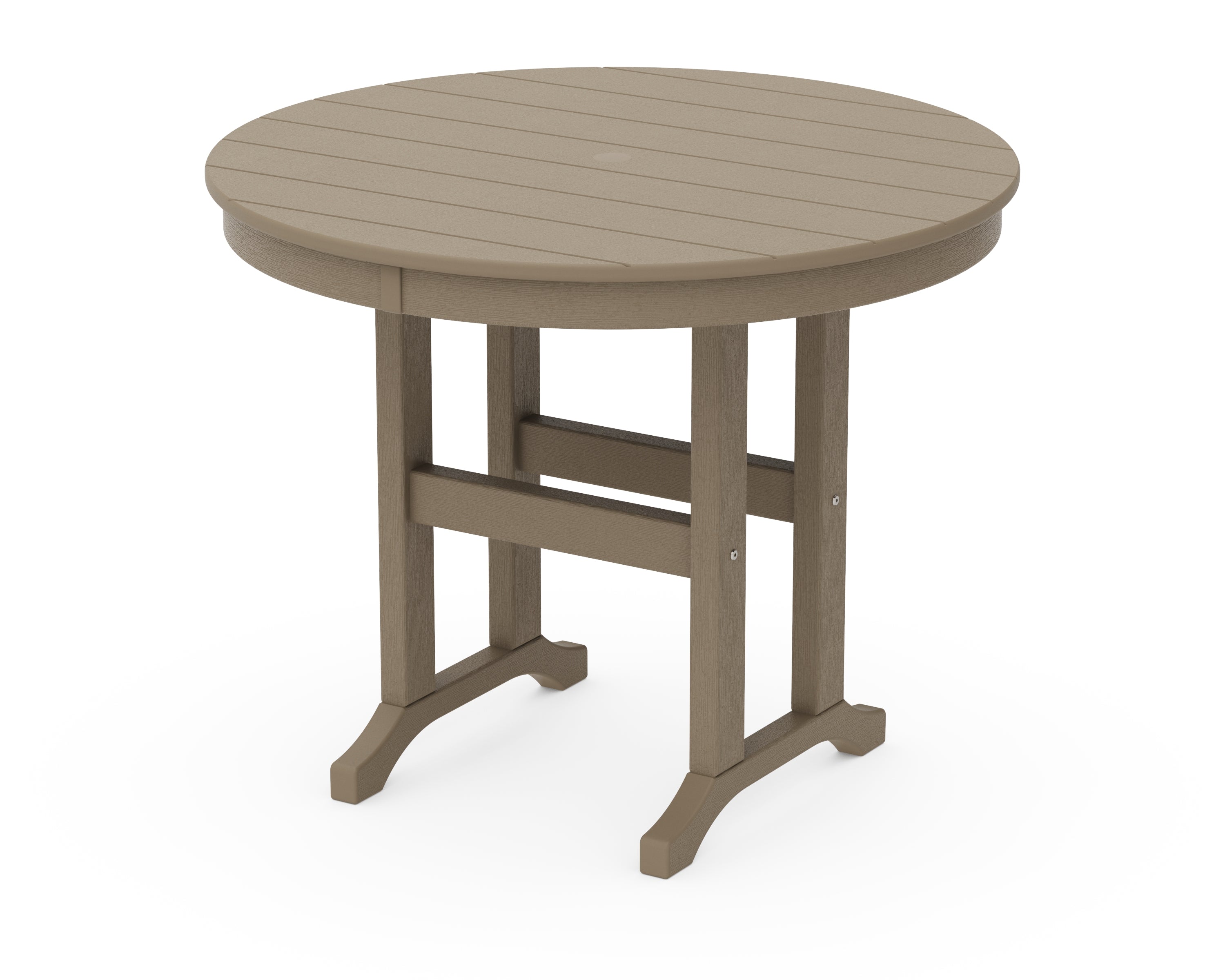 POLYWOOD 36" Round Farmhouse Dining Table in Vintage Sahara