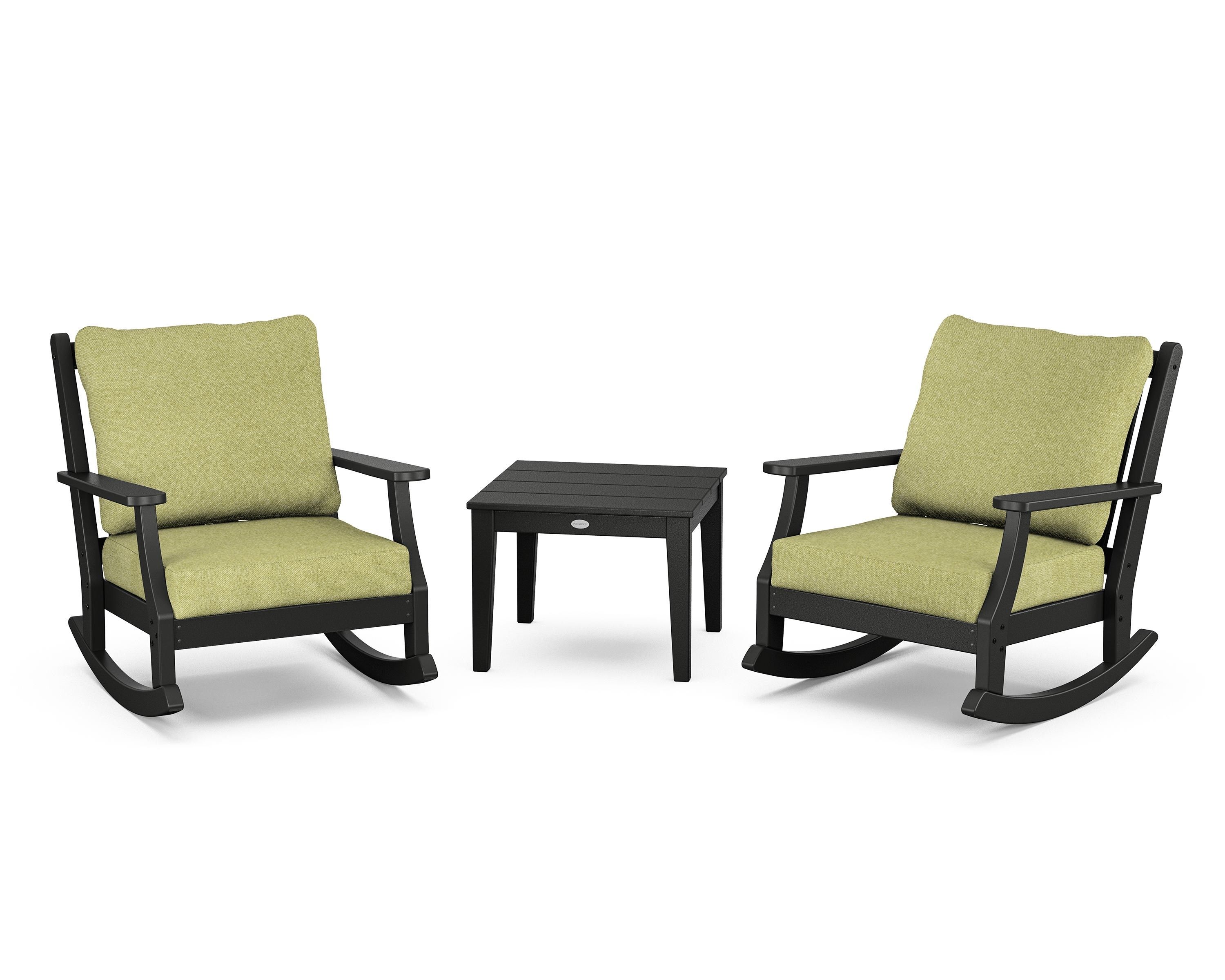 Country Living Wovendale 3-Piece Deep Seating Rocker Set in Black / Chartreuse Boucle