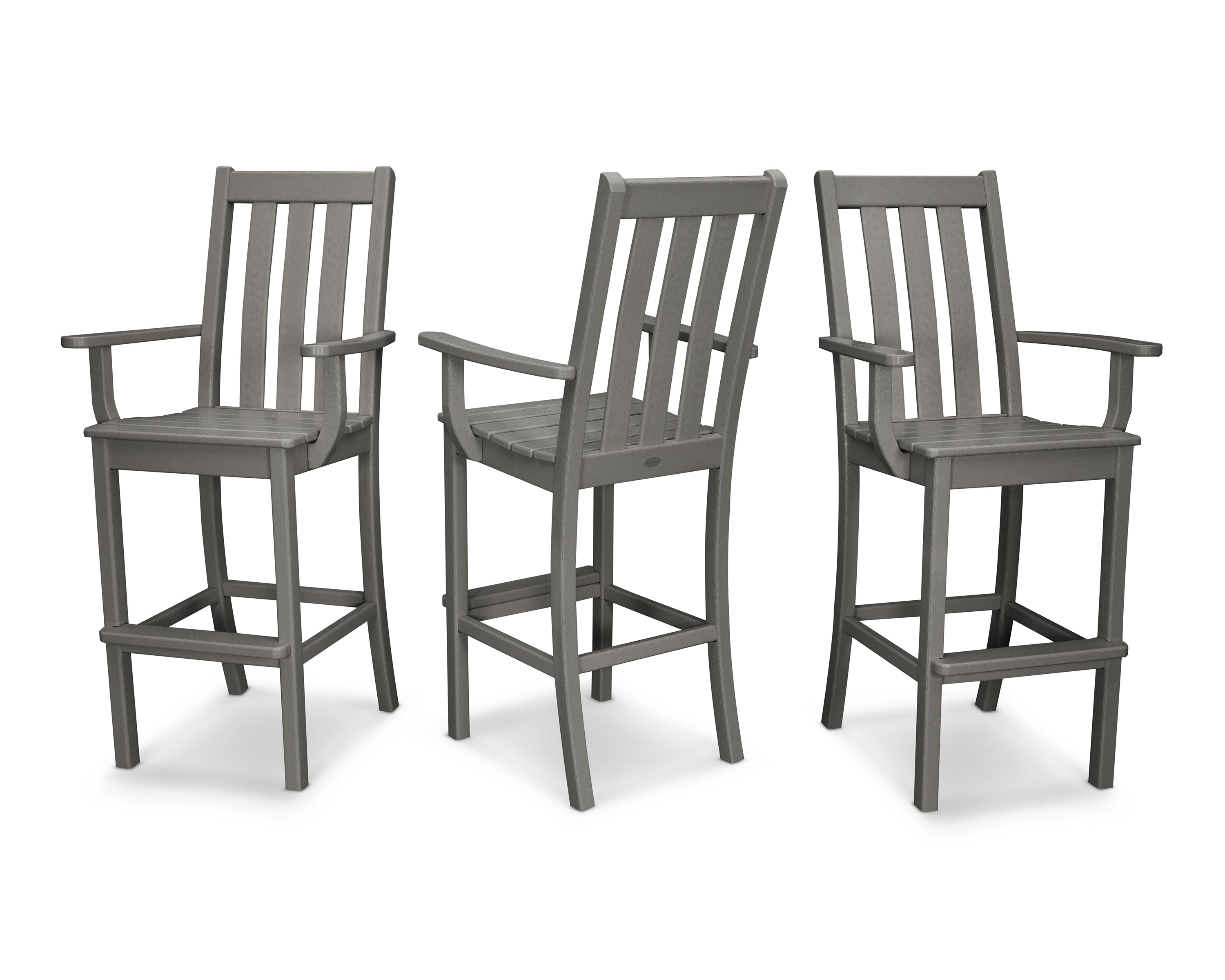 POLYWOOD® Vineyard Bar Arm Chair 3-Pack in Slate Grey