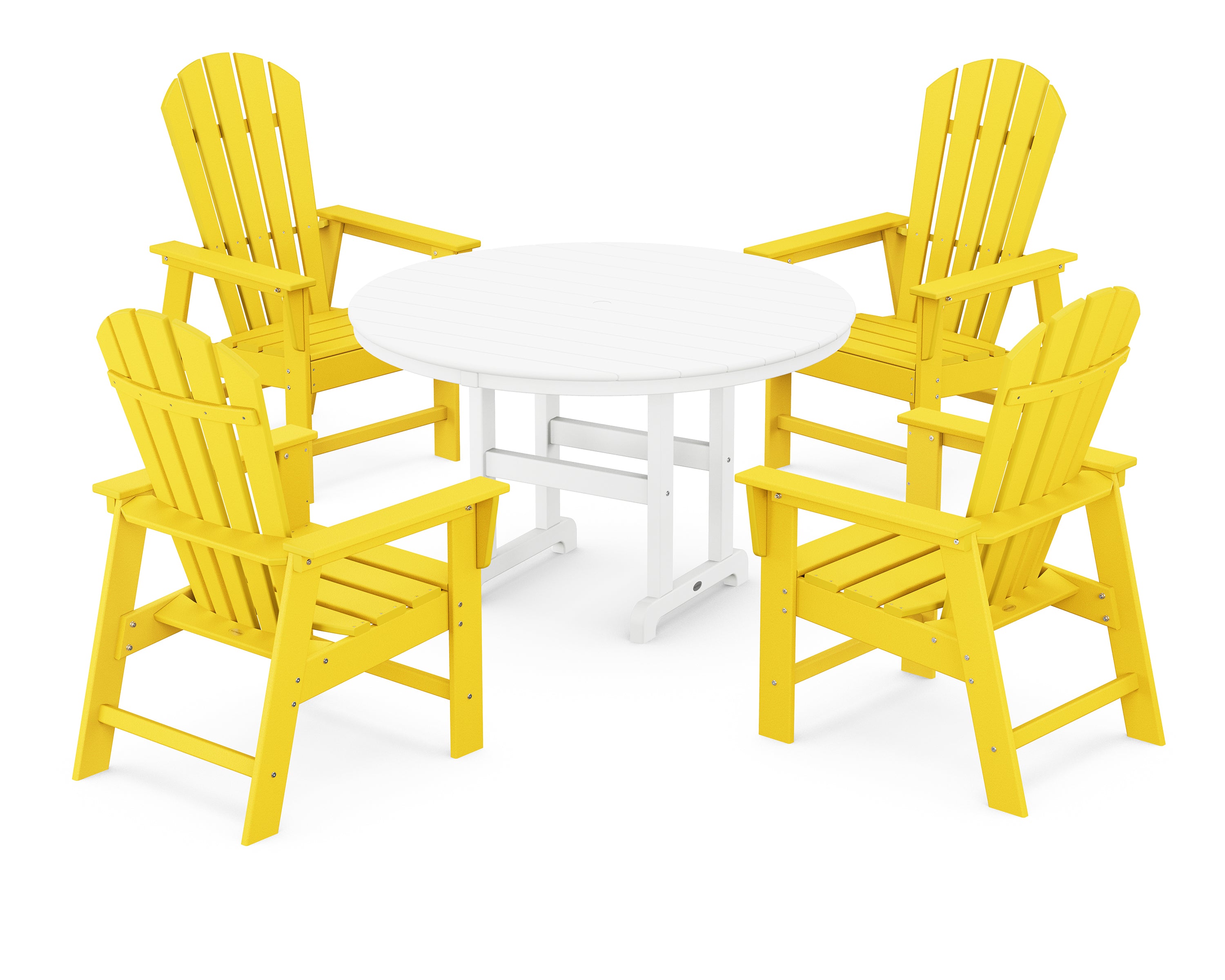 POLYWOOD® South Beach 5-Piece Round Farmhouse Dining Set in Lemon / White