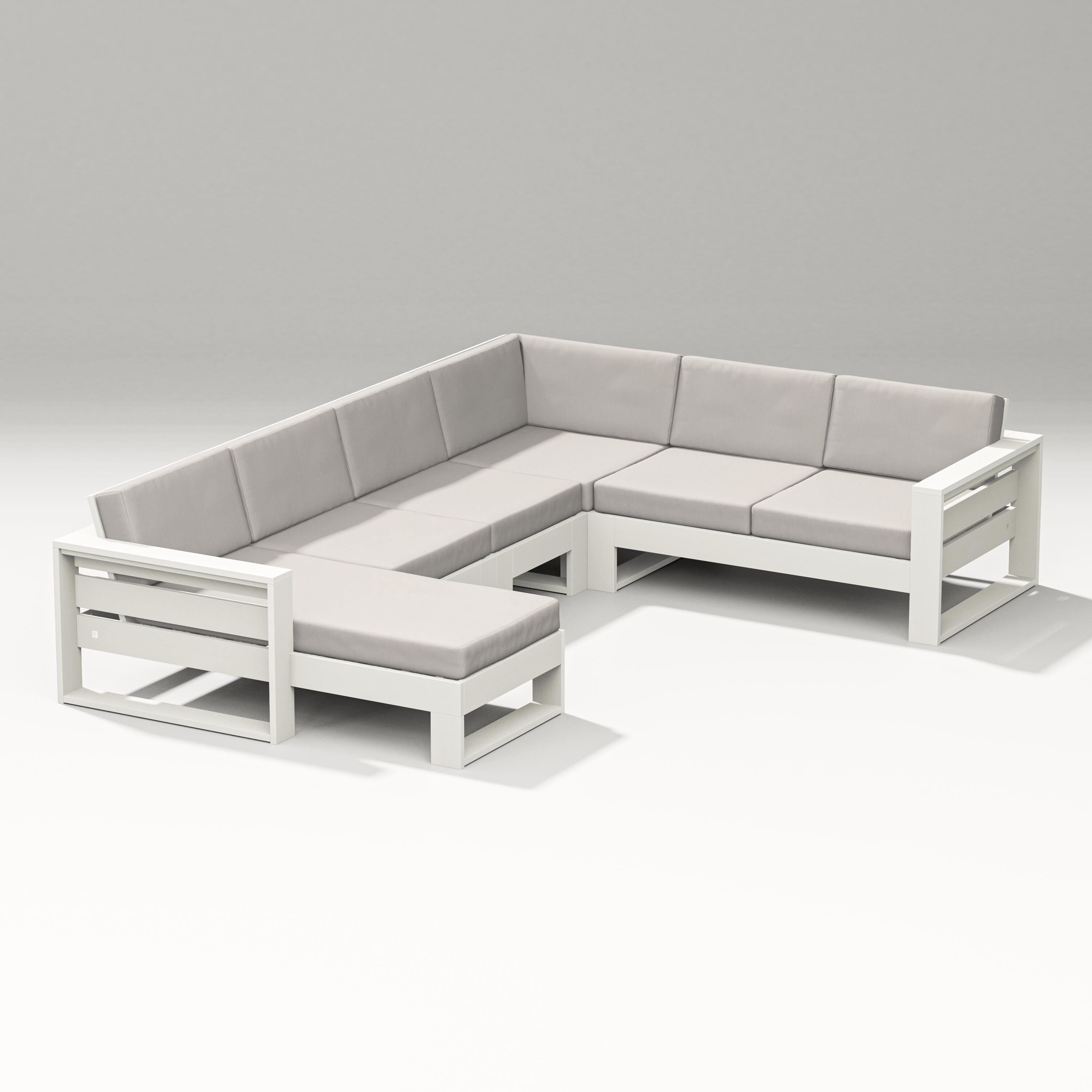 PW Designer Series Latitude Corner Sectional with Left Chaise in Vintage White / Cast Ash