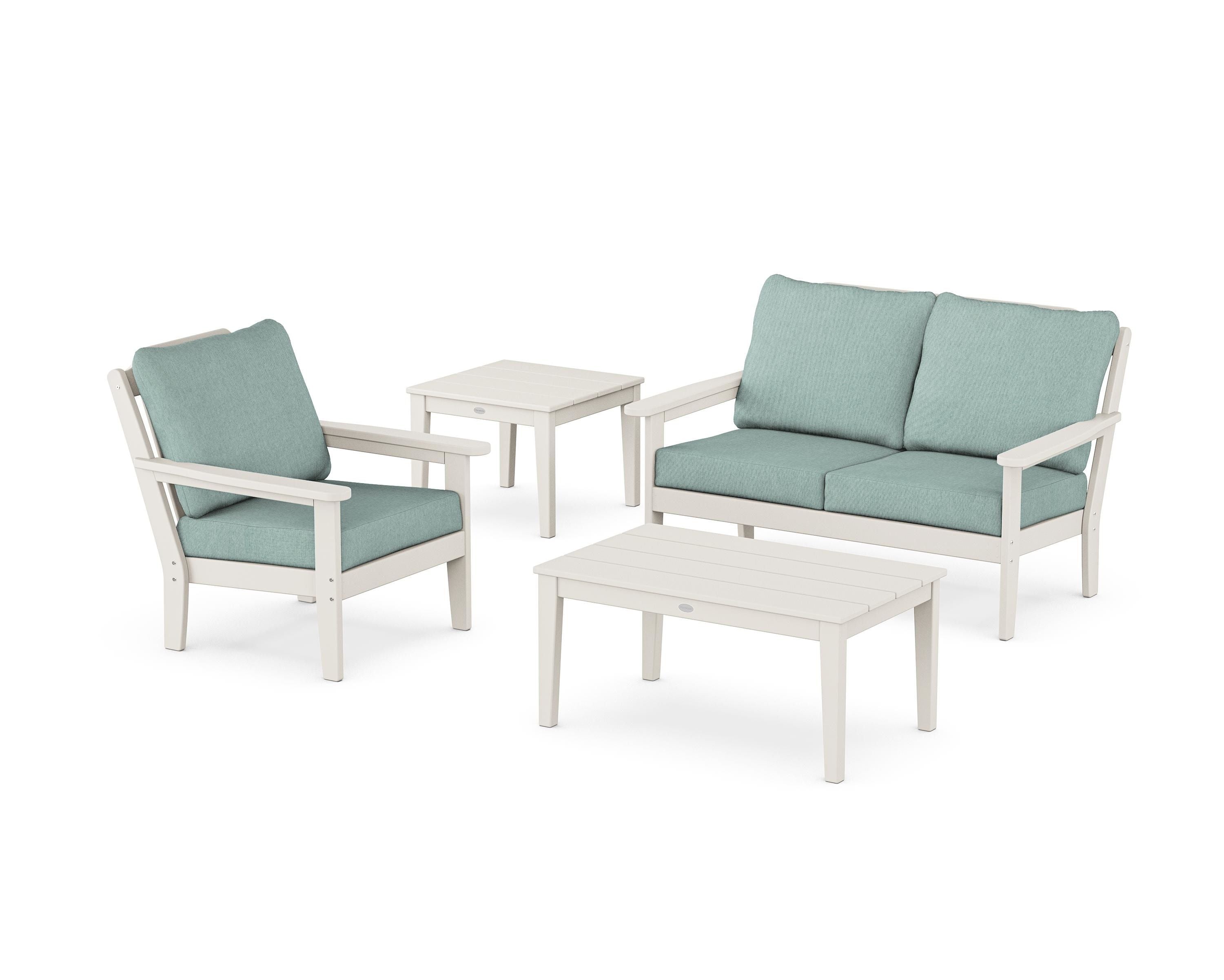 Country Living Wovendale 4-Piece Deep Seating Set in Sand / Glacier Spa