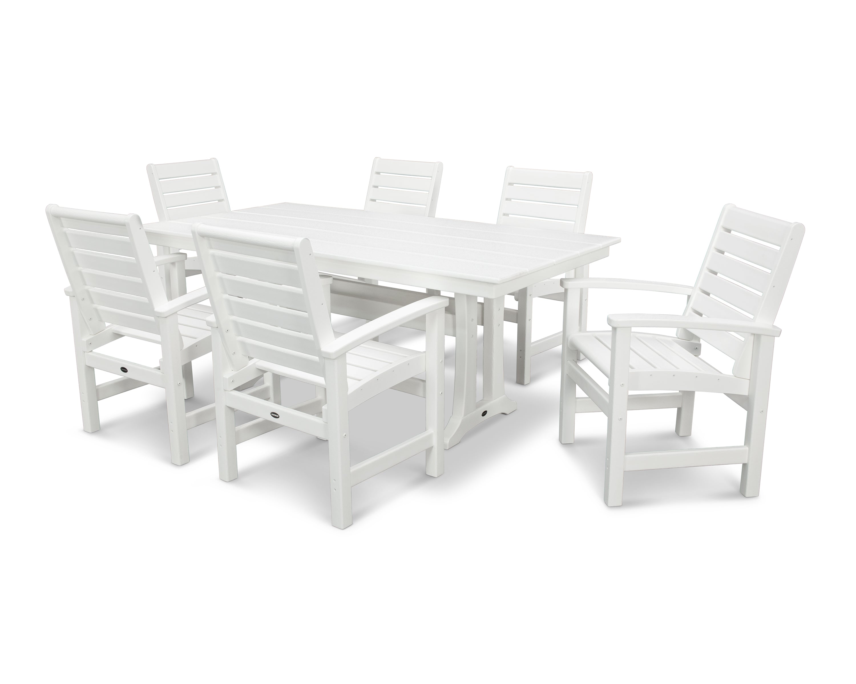 POLYWOOD® Signature 7-Piece Farmhouse Dining Set with Trestle Legs in White