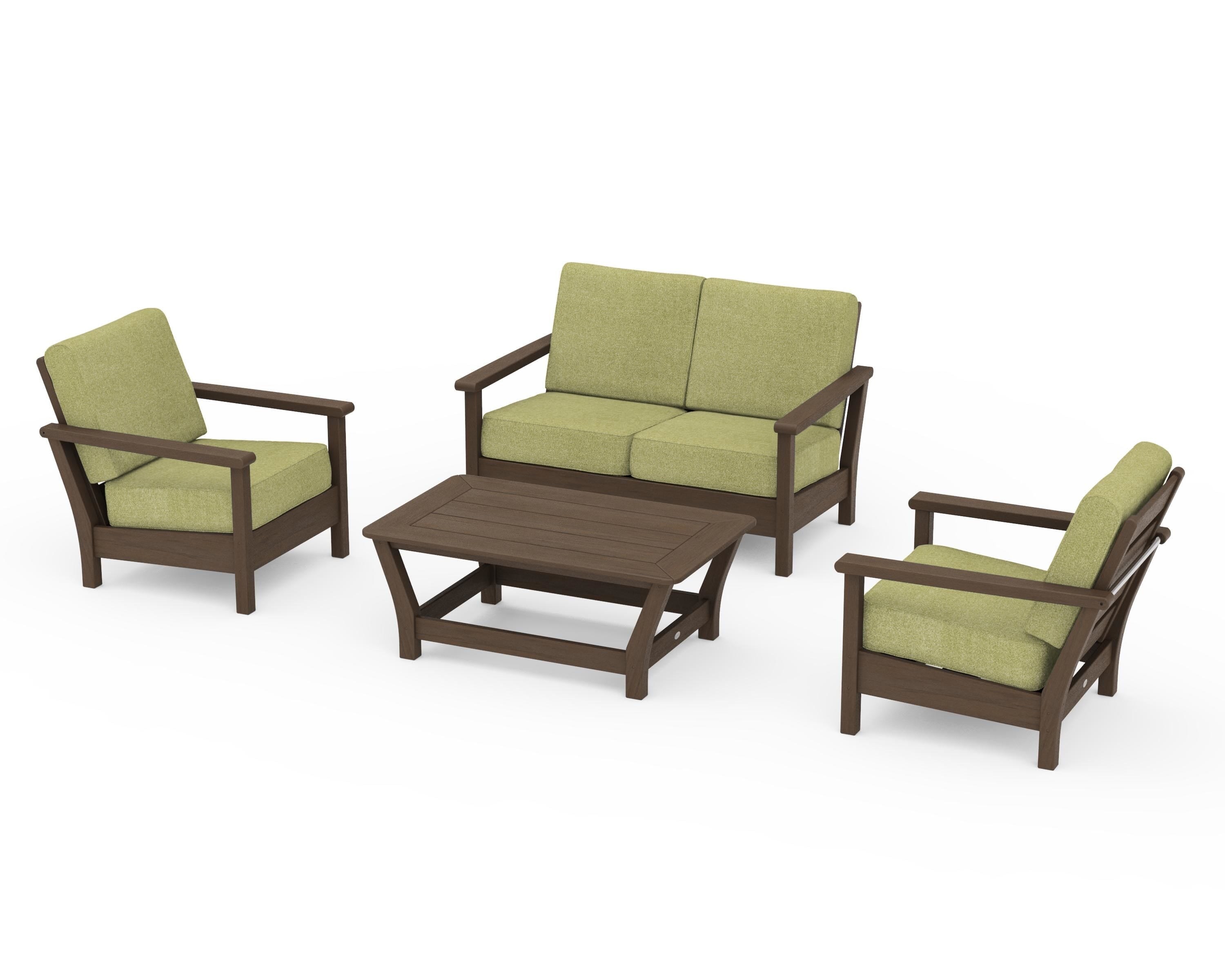 POLYWOOD Harbour 4-Piece Deep Seating Set in Kona / Chartreuse Boucle
