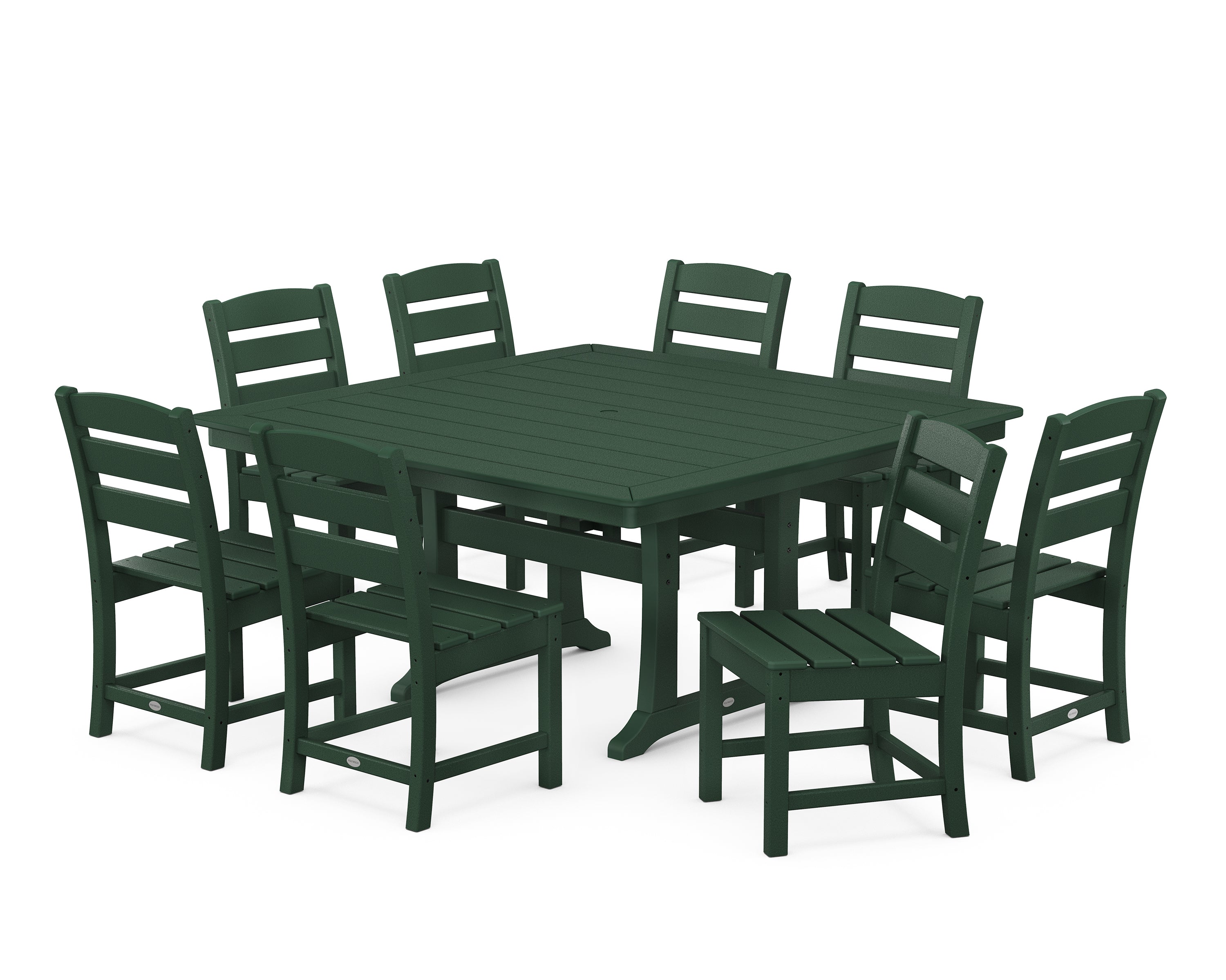 POLYWOOD® Lakeside 9-Piece Nautical Trestle Dining Set in Green