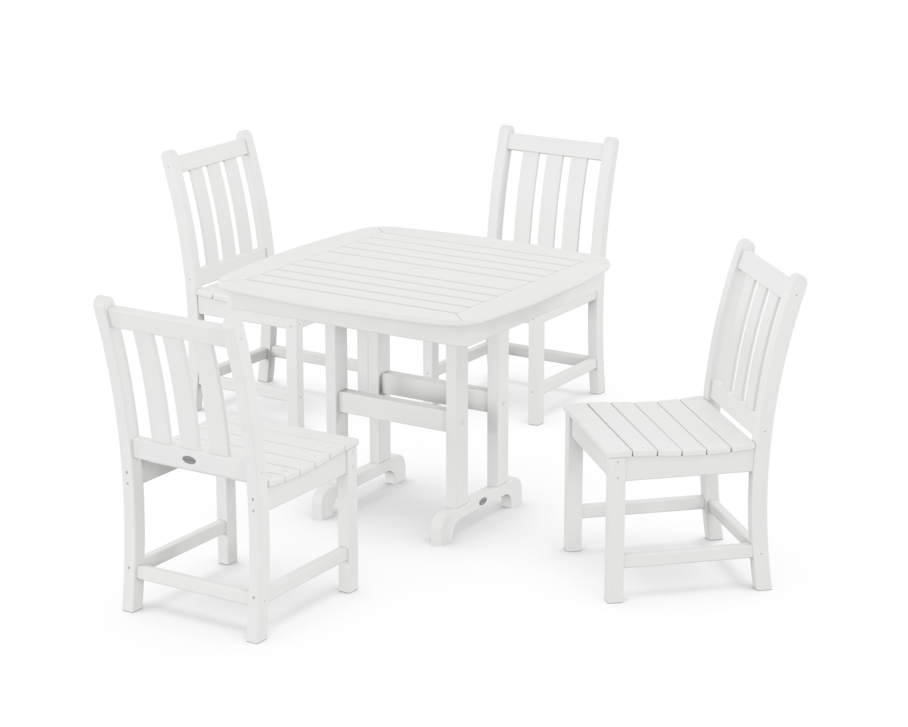 POLYWOOD® Traditional Garden Side Chair 5-Piece Dining Set in White