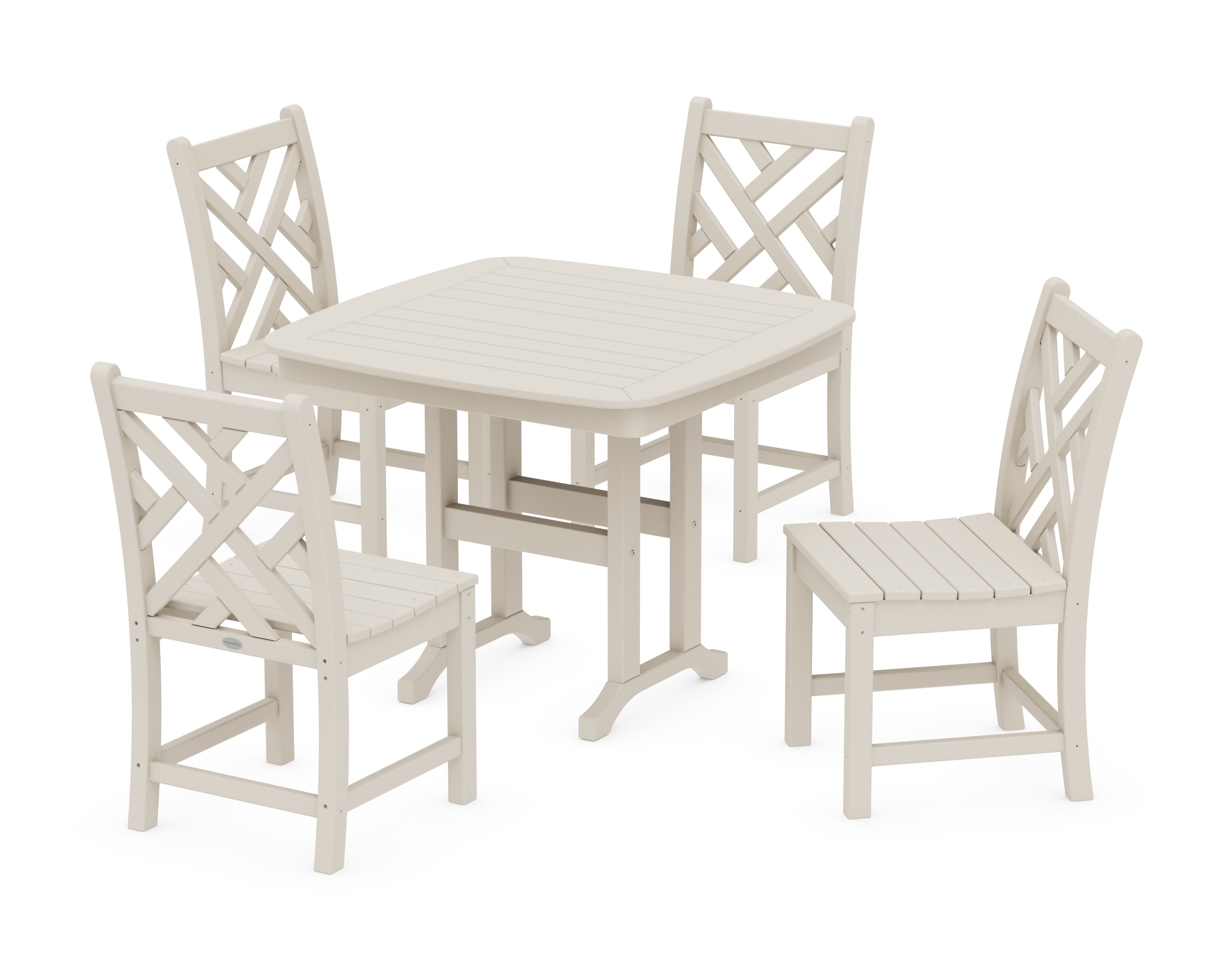 POLYWOOD Chippendale 5-Piece Side Chair Dining Set in Sand