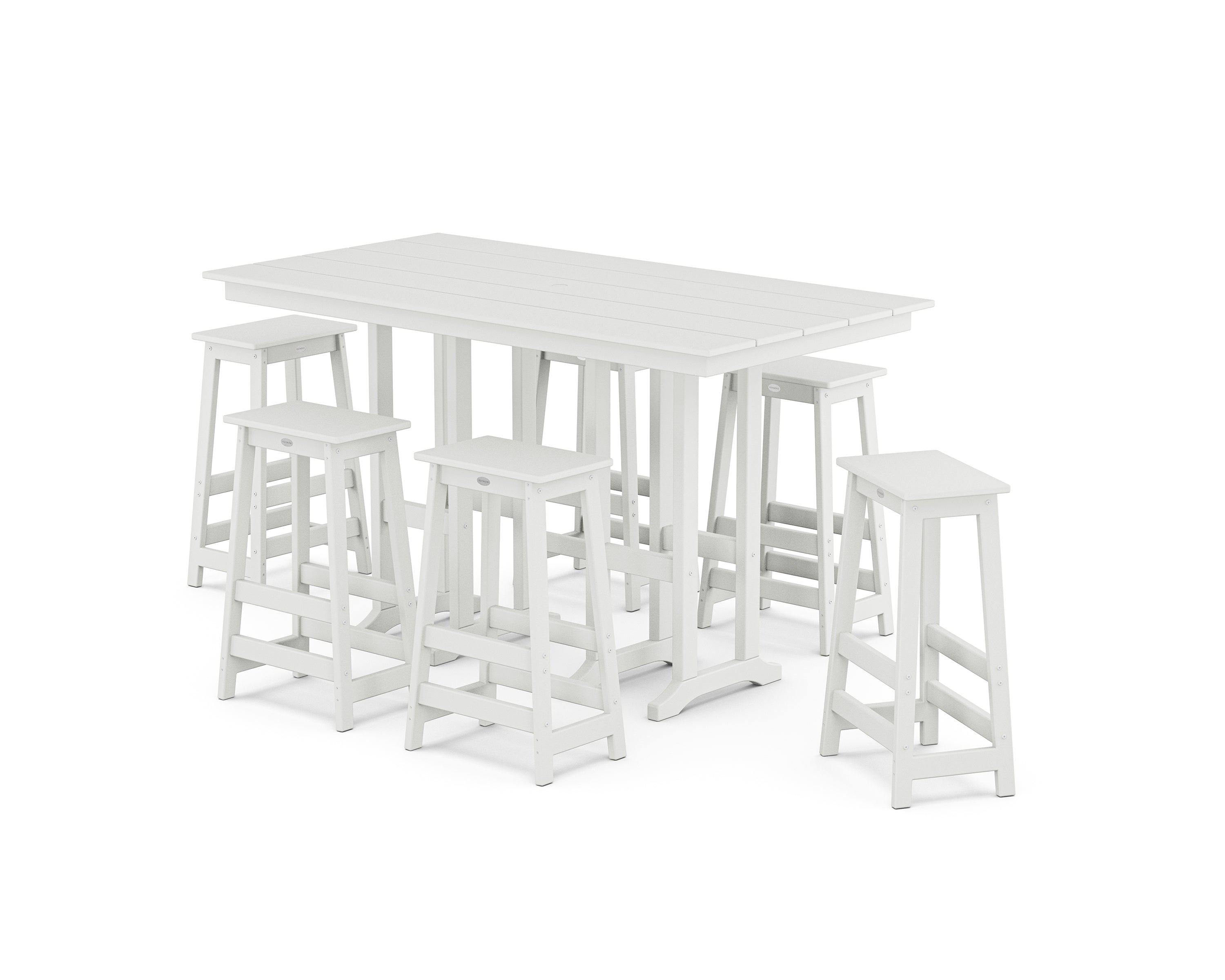 POLYWOOD Modern Studio Bar Stool 7-Piece Set in White
