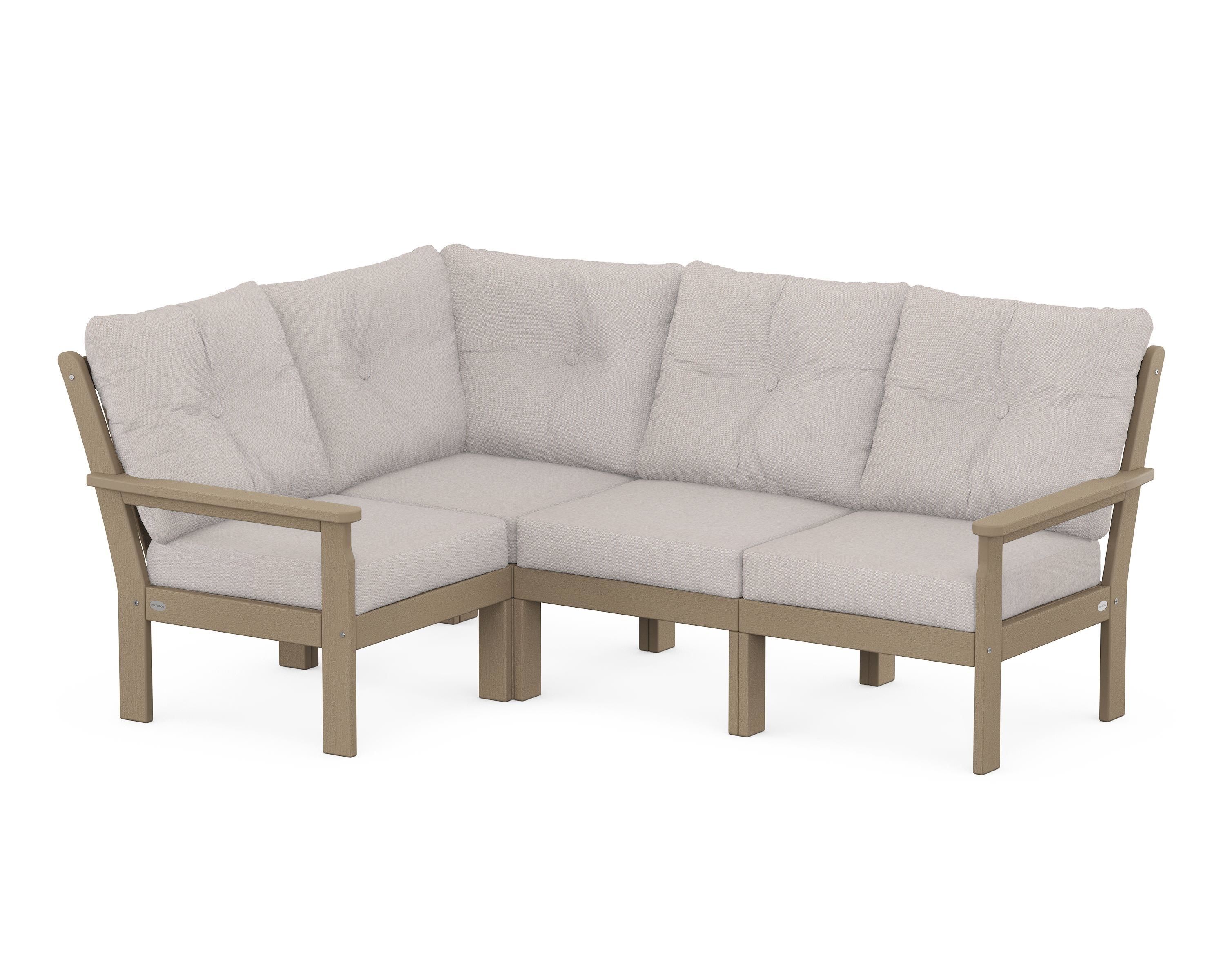 POLYWOOD Vineyard 4-Piece Sectional in Vintage Sahara / Dune Burlap