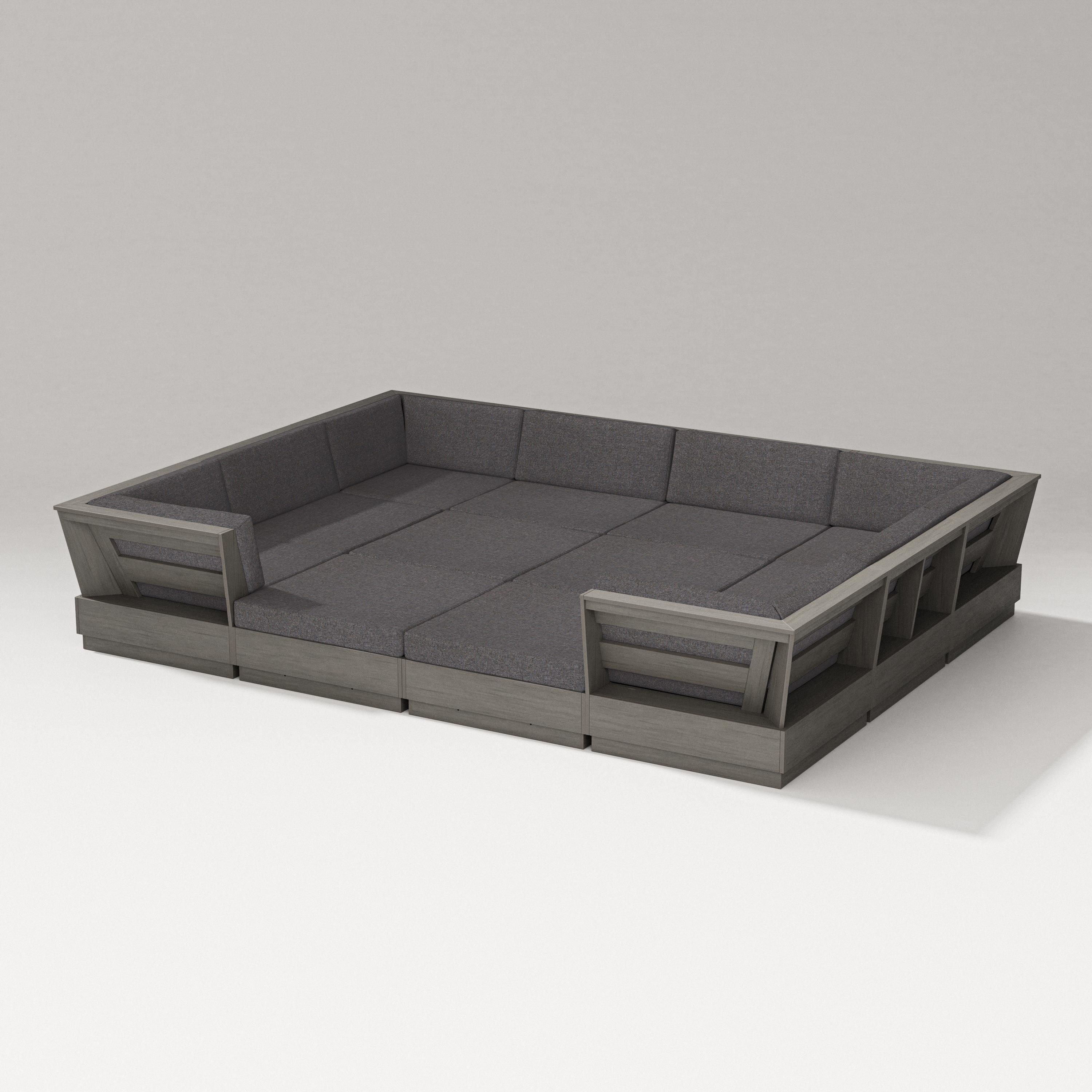 PW Designer Series Elevate 12-Piece Pit Sectional in Driftwood / Ash Charcoal