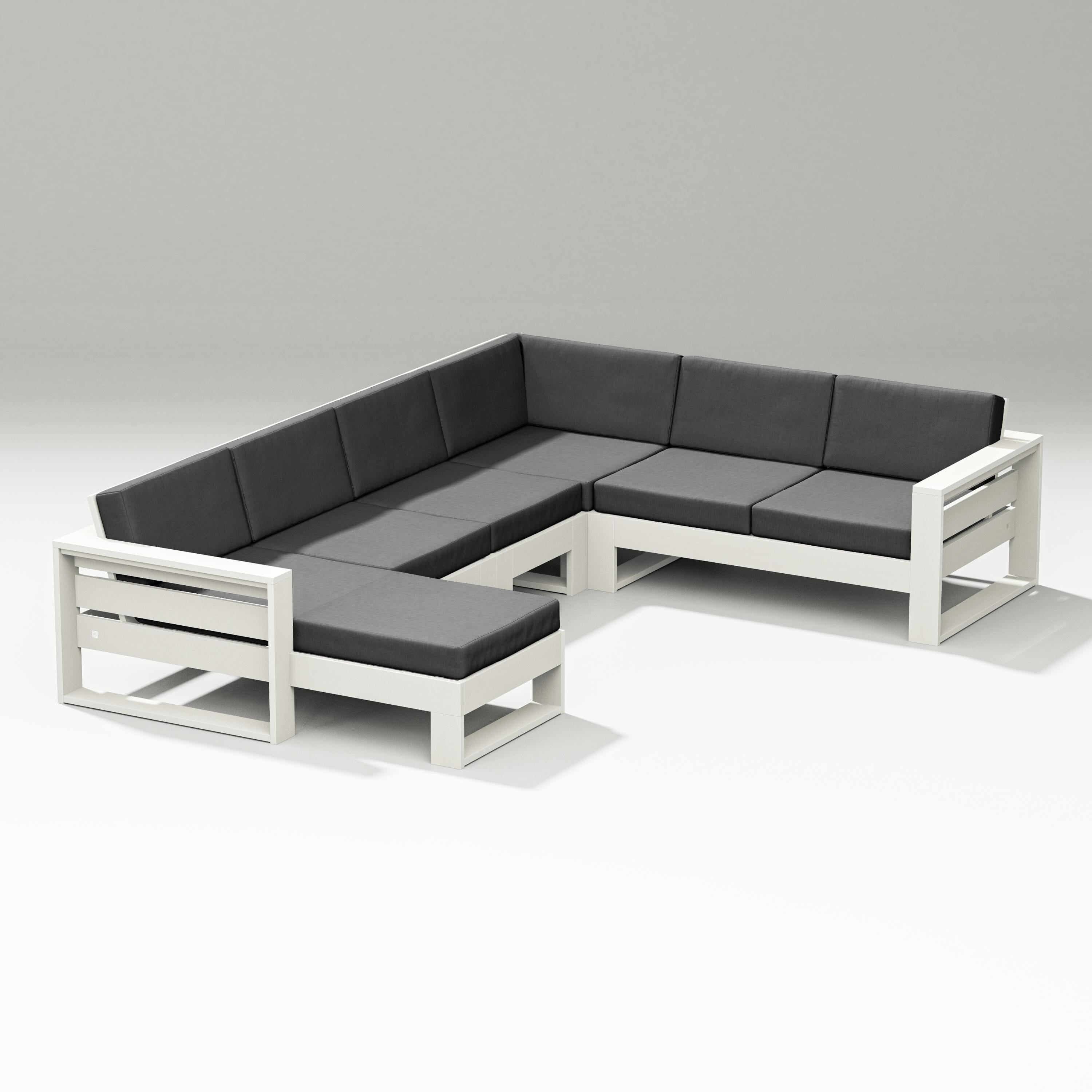 PW Designer Series Latitude Corner Sectional with Left Chaise in Vintage White / Spectrum Carbon
