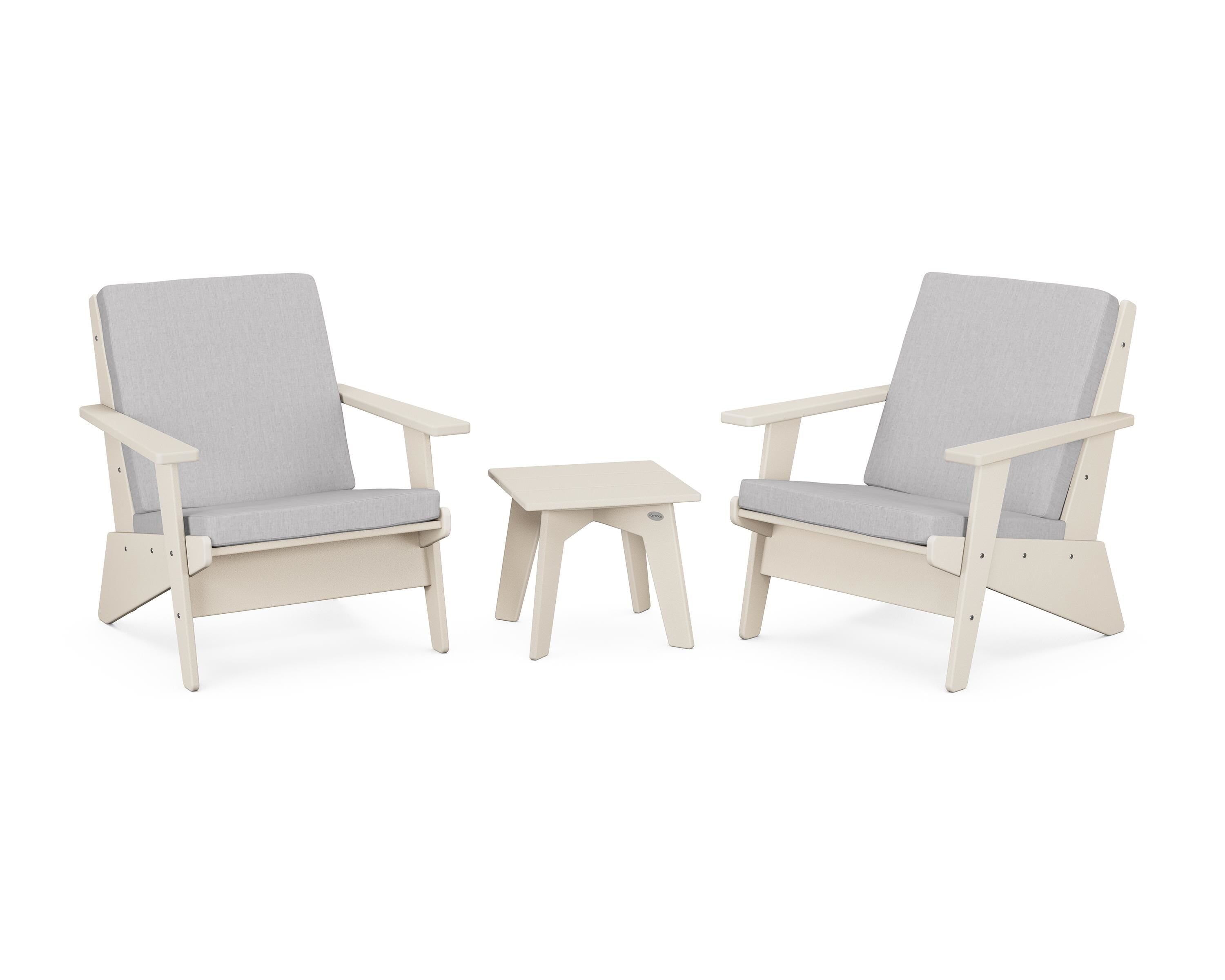 POLYWOOD Riviera Modern Lounge 3-Piece Set in Sand / Granite