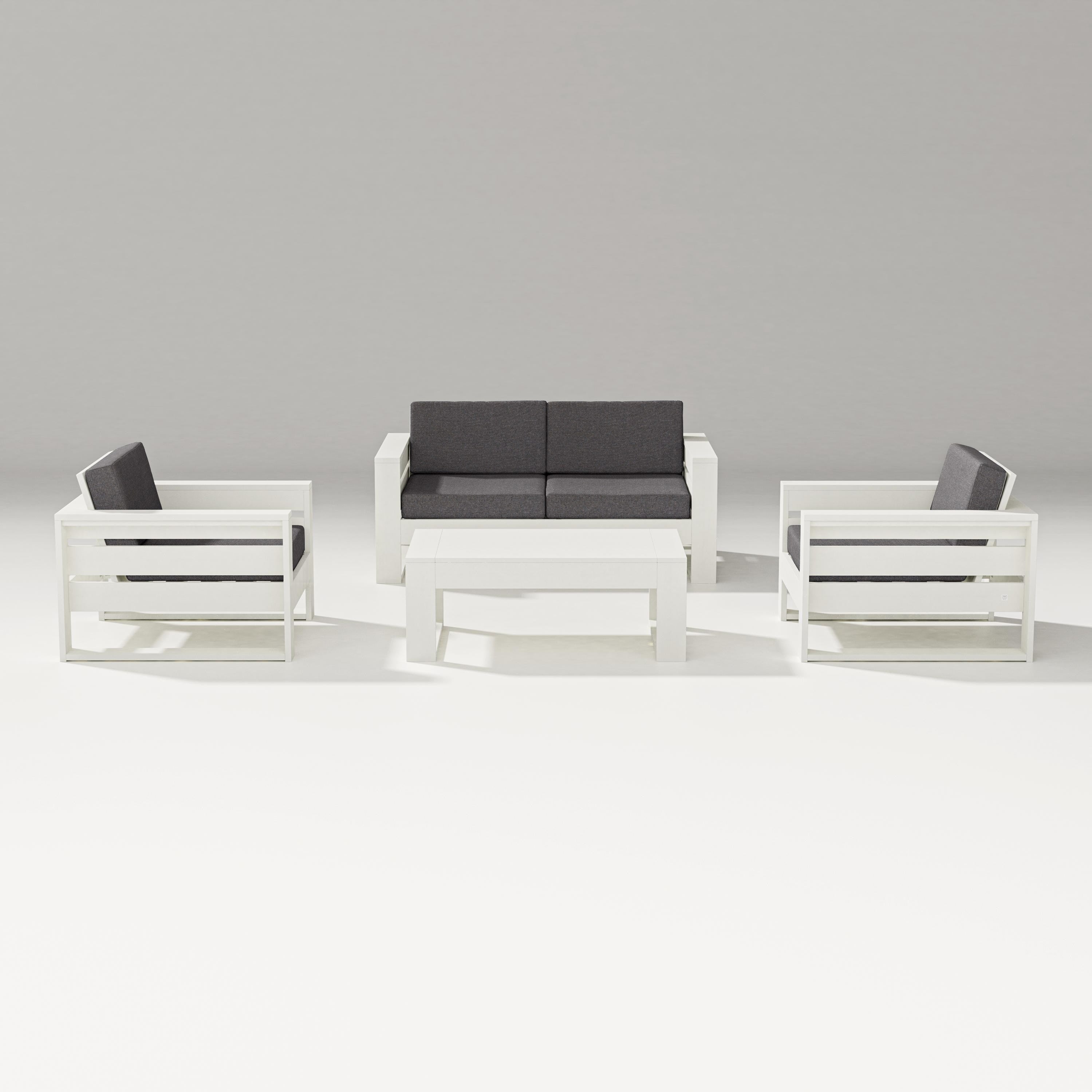 PW Designer Series Latitude 4-Piece Lounge Loveseat Set in Vintage White / Ash Charcoal