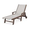 POLYWOOD Coastal Chaise with Wheels in Mahogany / Parchment Sling