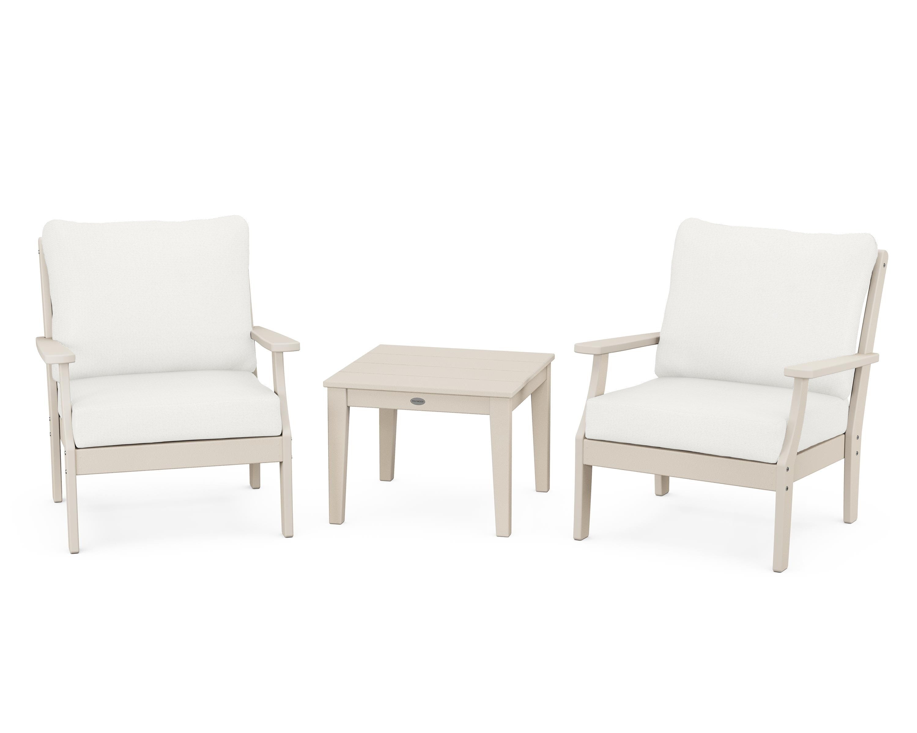 POLYWOOD Braxton 3-Piece Deep Seating Set in Sand / Natural Linen
