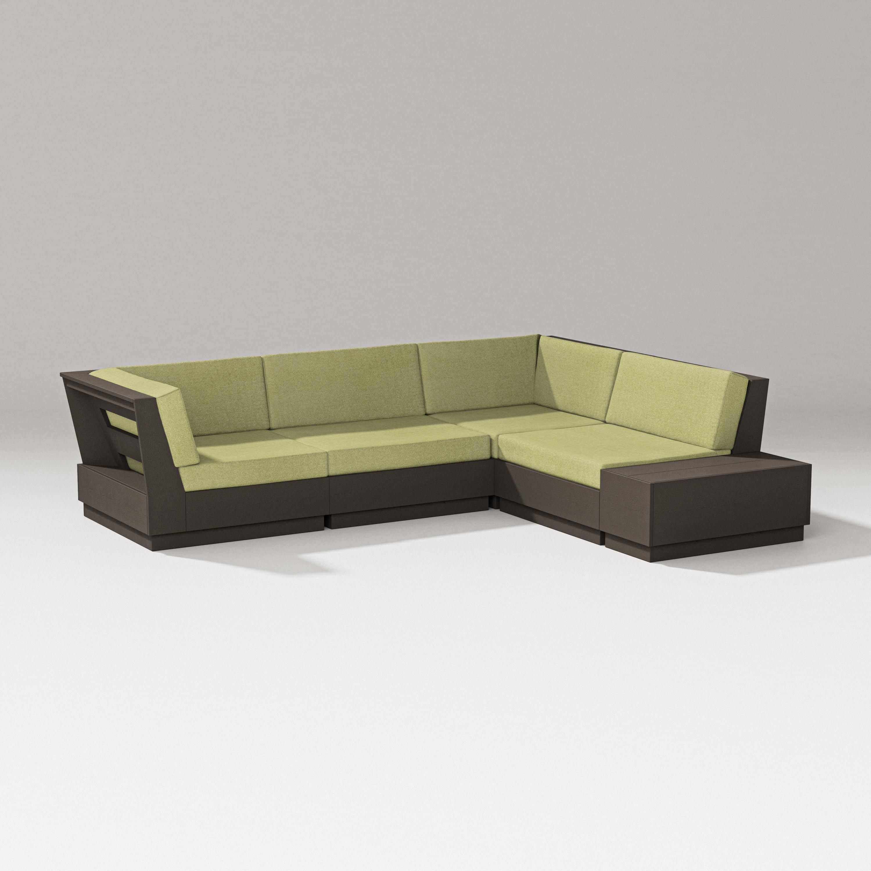 PW Designer Series Elevate Corner Sectional in Vintage Coffee / Chartreuse Boucle