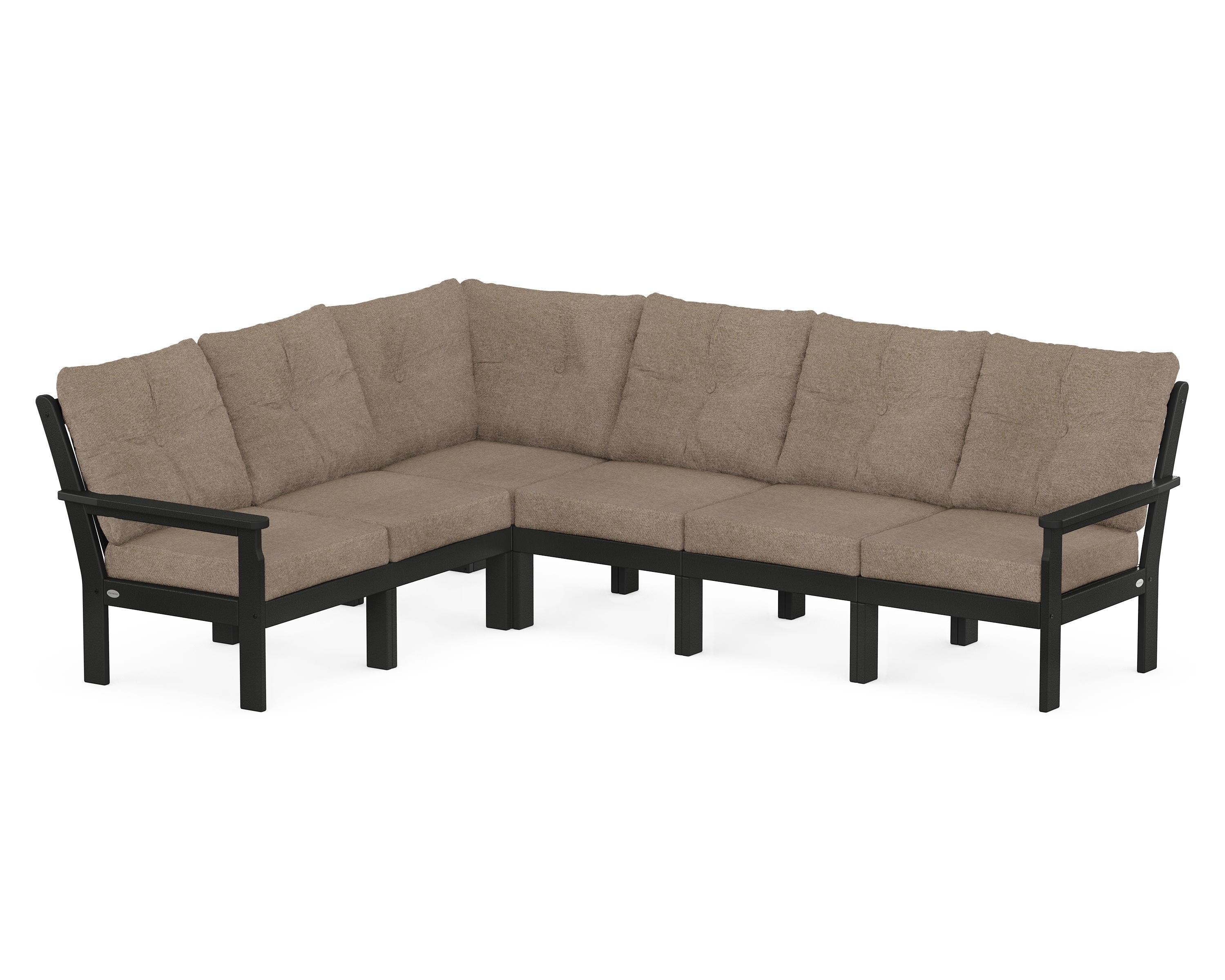 POLYWOOD Vineyard 6-Piece Sectional in Black / Spiced Burlap