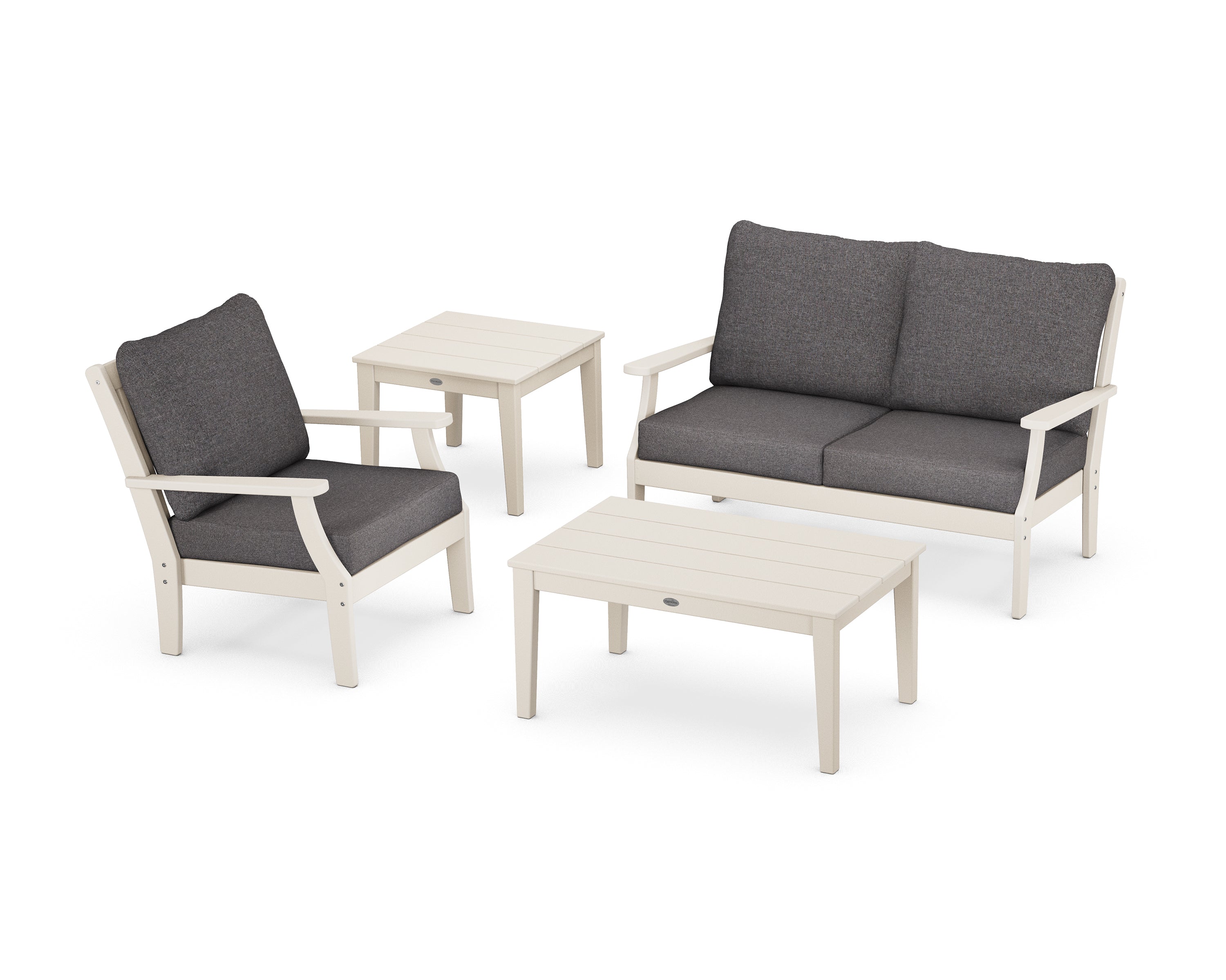 POLYWOOD Braxton 4-Piece Deep Seating Set in Sand / Ash Charcoal