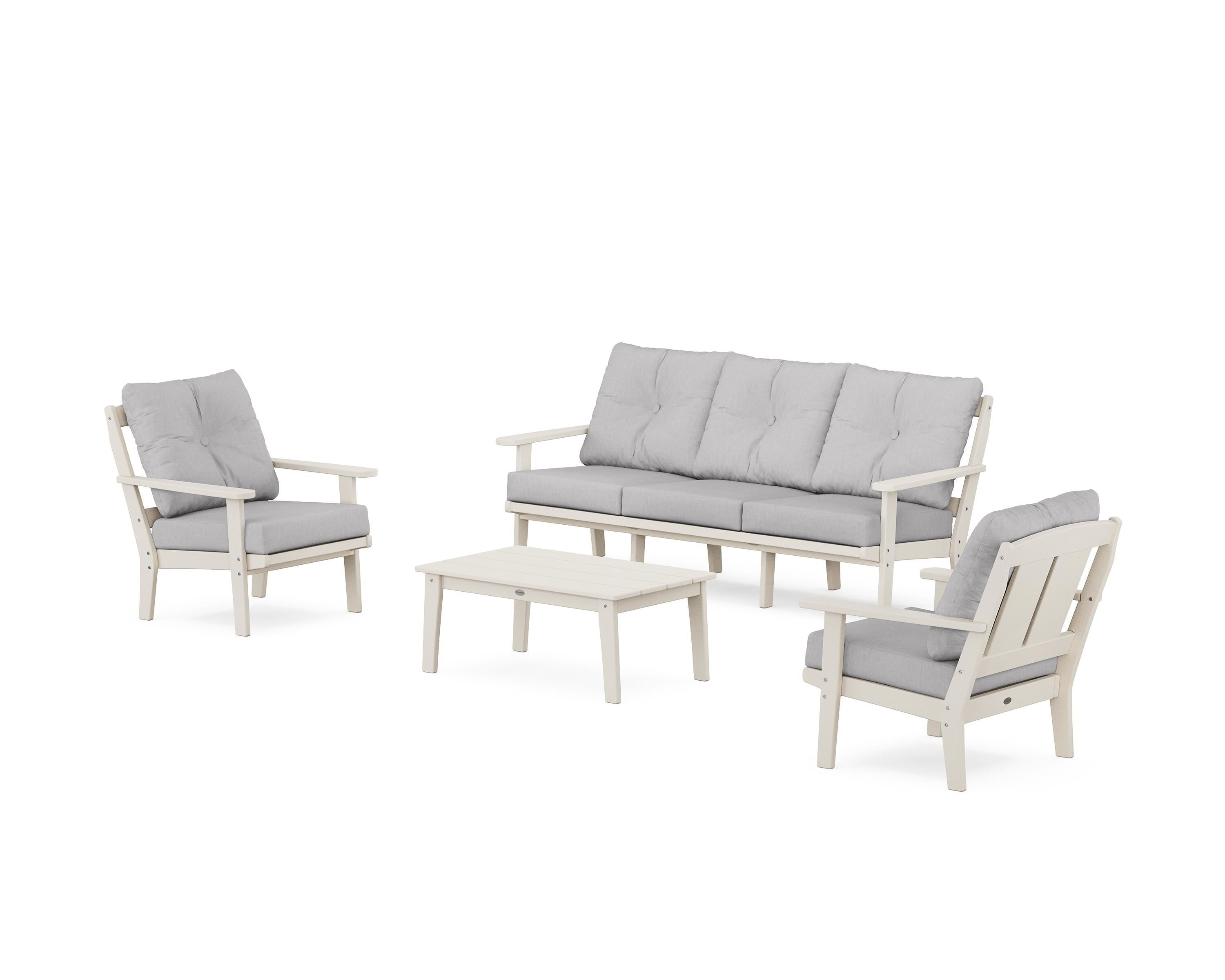 POLYWOOD Mission 4-Piece Deep Seating Set with Sofa in Sand / Granite