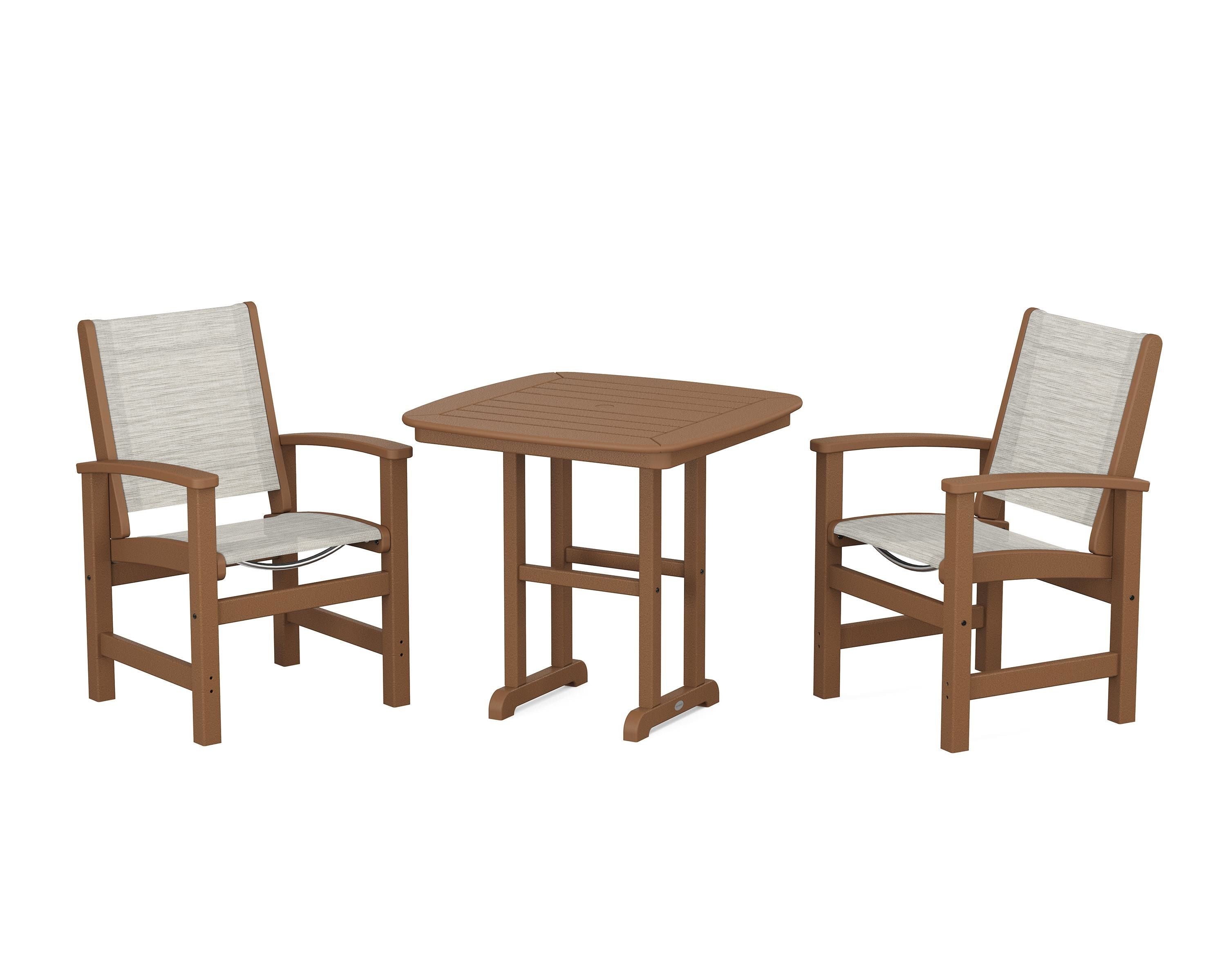 POLYWOOD Coastal 3-Piece Dining Set in Teak / Birch Sling