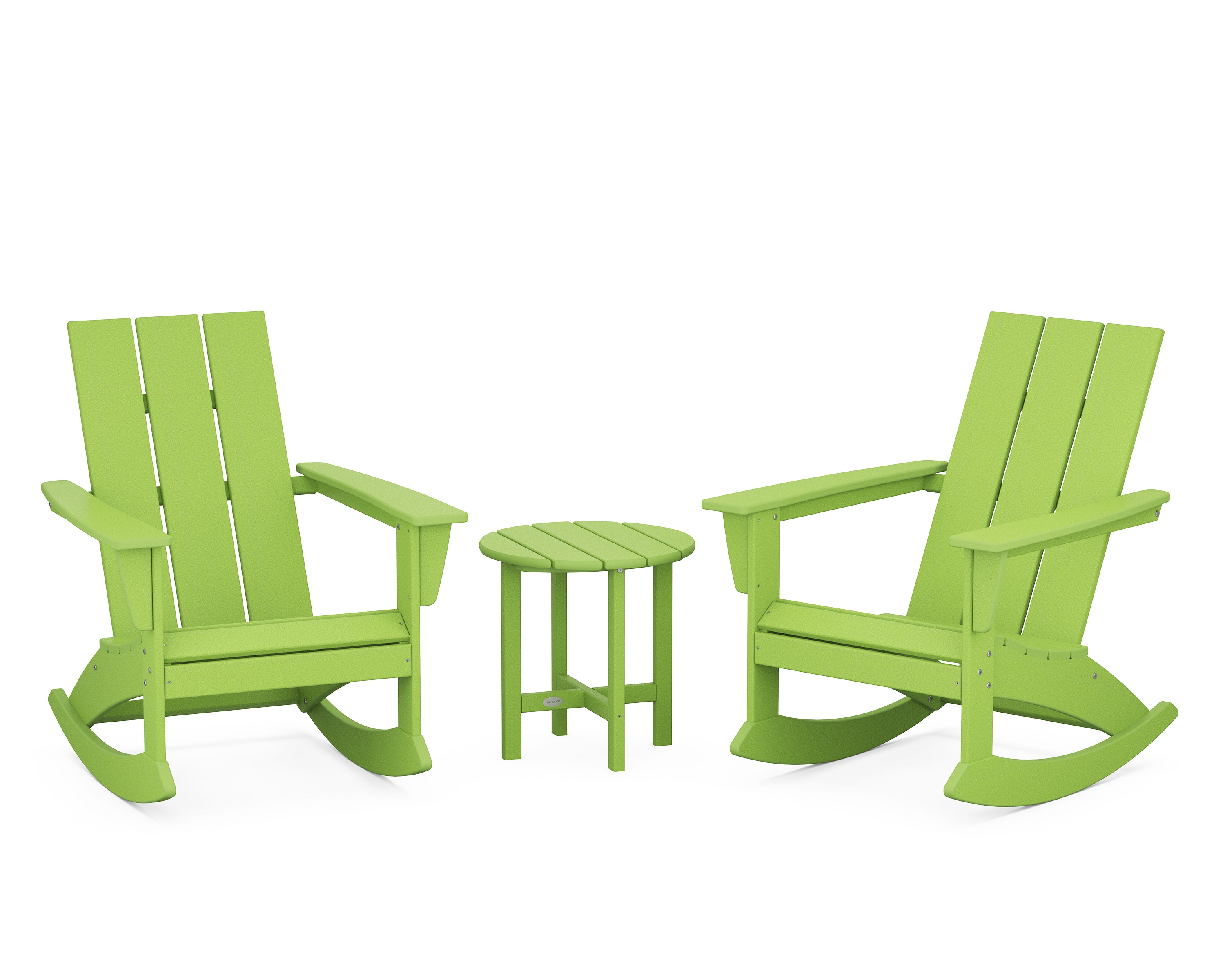 POLYWOOD® Modern 3-Piece Adirondack Rocking Chair Set in Lime