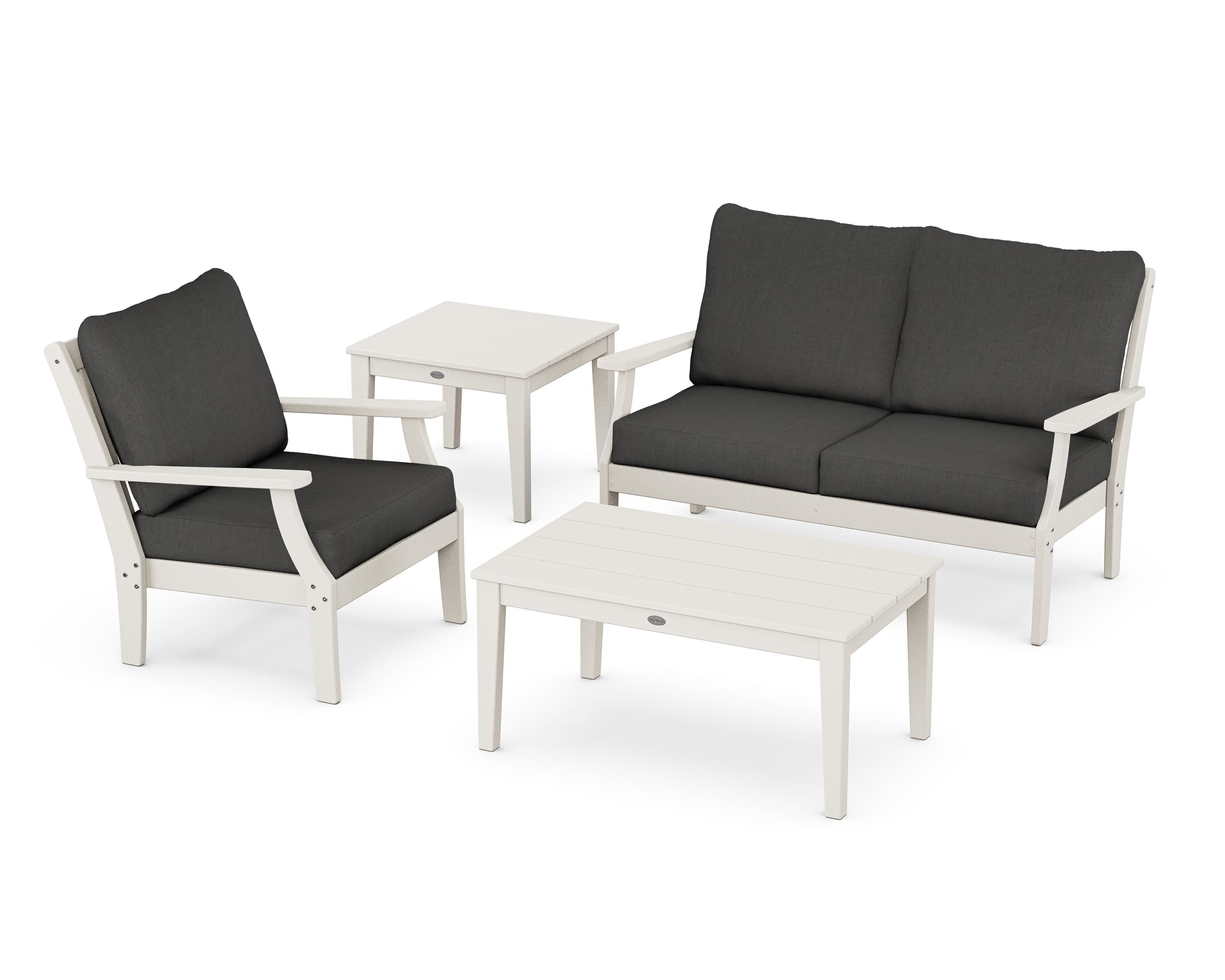 POLYWOOD Braxton 4-Piece Deep Seating Set in Sand / Spectrum Carbon