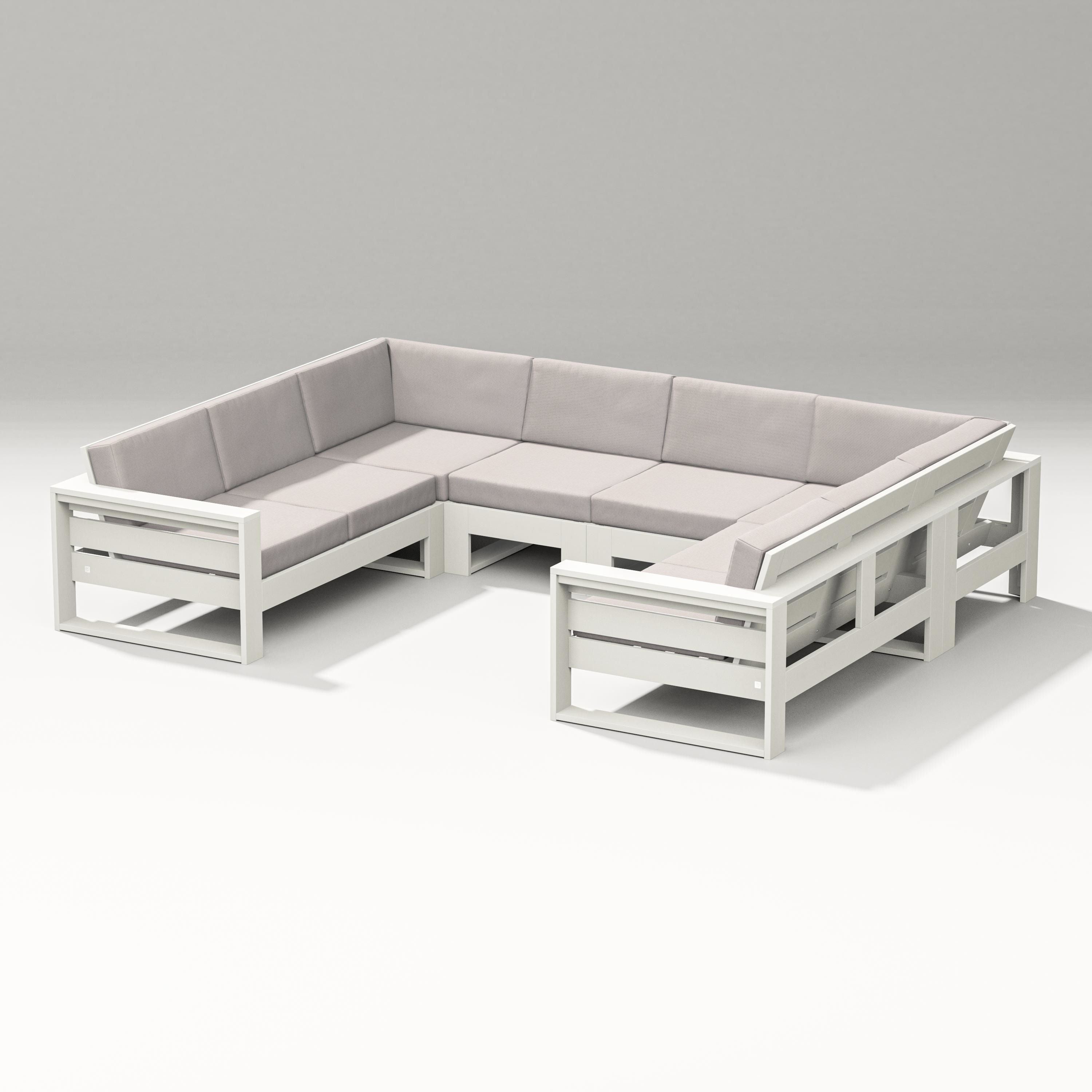 PW Designer Series Latitude U-Shaped Sectional in Vintage White / Dune Burlap