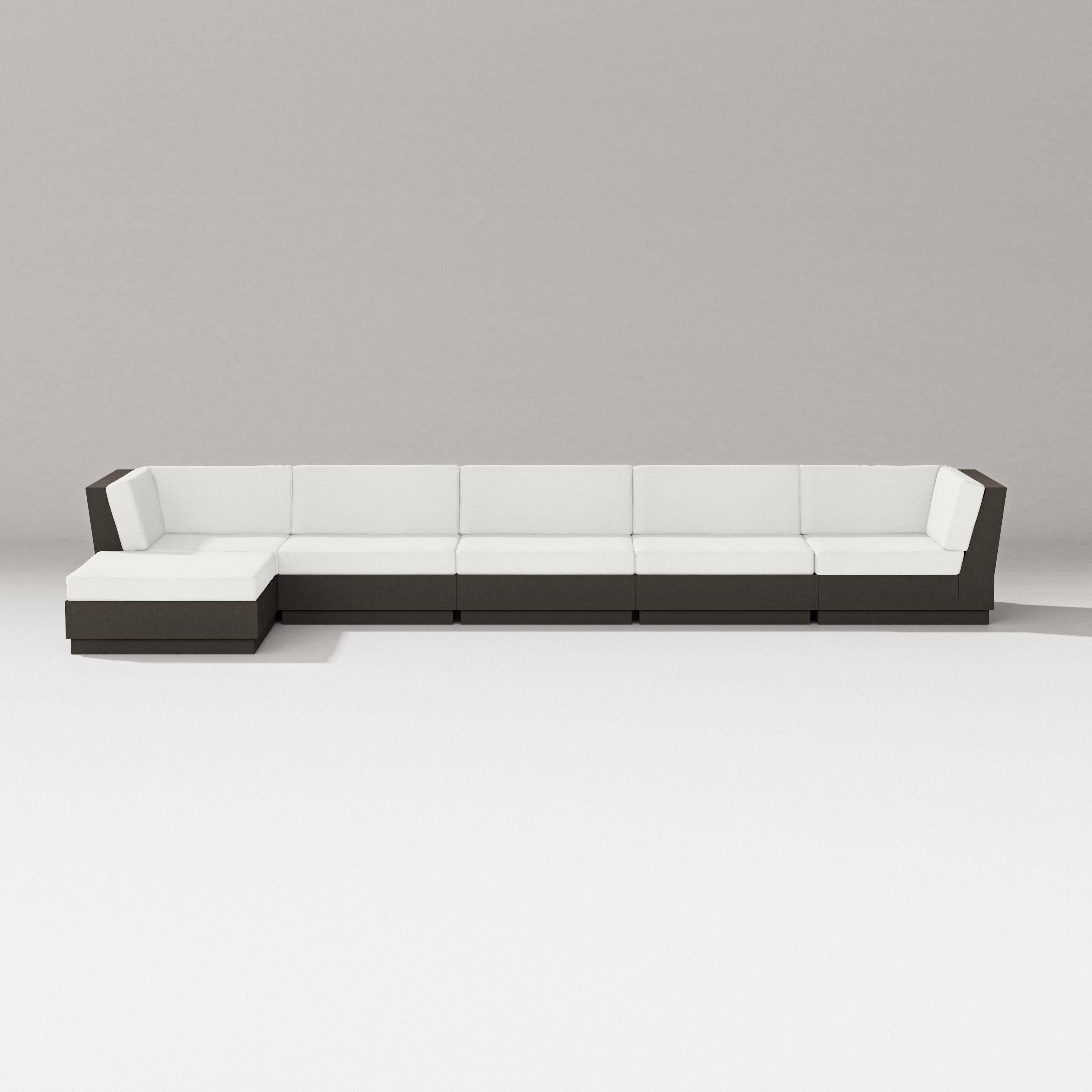 PW Designer Series Elevate 6-Piece Chaise Sectional in Vintage Coffee / Natural Linen
